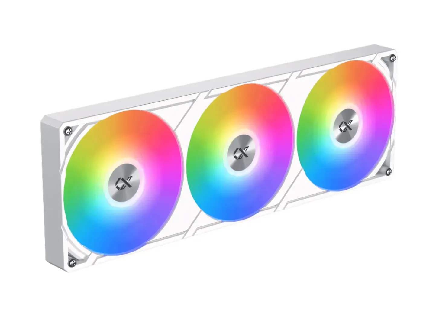 Image showing the 360x120mm PWM ARGB fans attached to the radiator