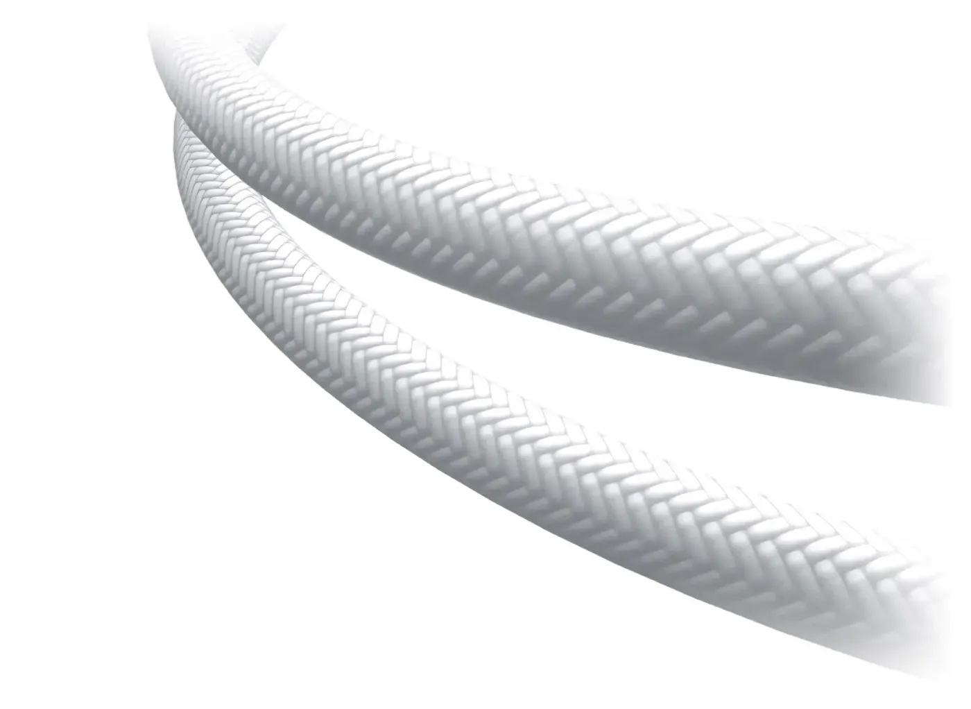 Close-up of the 380mm black sleeved tubing connecting the pump to the radiator