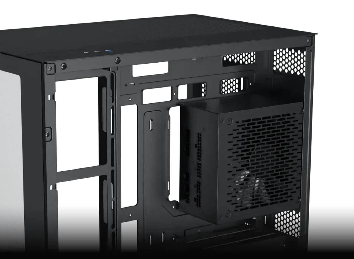 Power supply mounting bay inside the Cubi II chassis