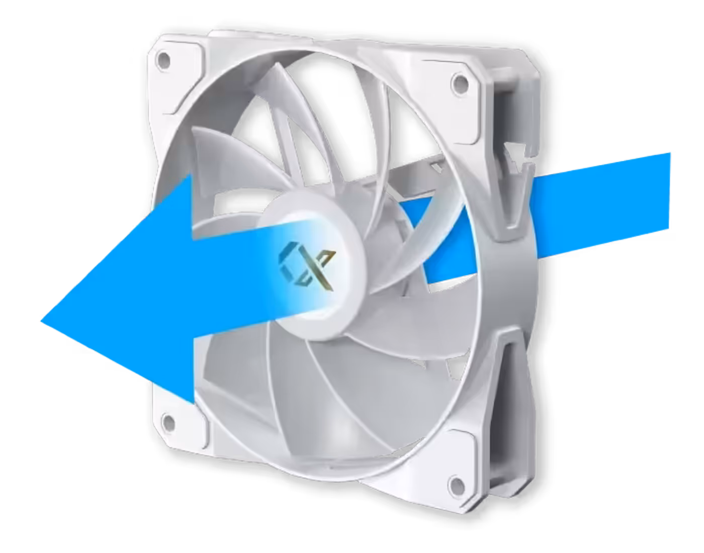 Reverse blade fans on the motherboard panel of the Cubi II Arctic