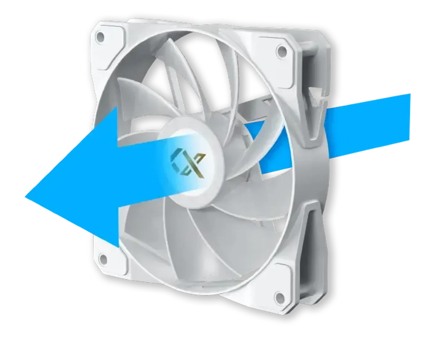 Reverse blade fans on the motherboard panel of the Cubi II Arctic