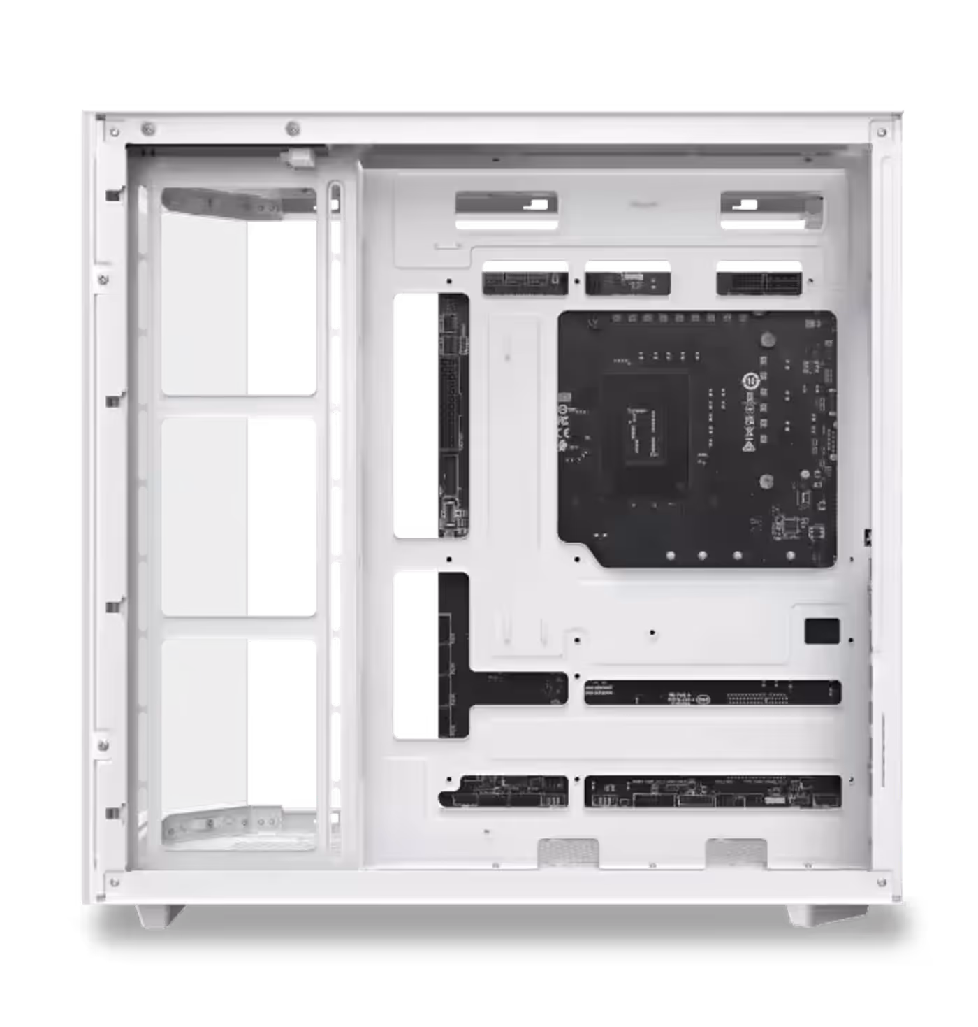 Back plug motherboard cut-outs in the Cubi II Arctic case