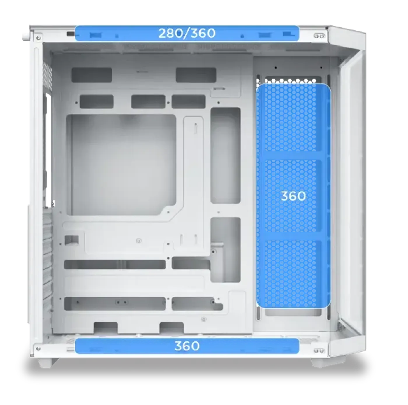 Radiator mounting positions inside the Cubi II Arctic chassis