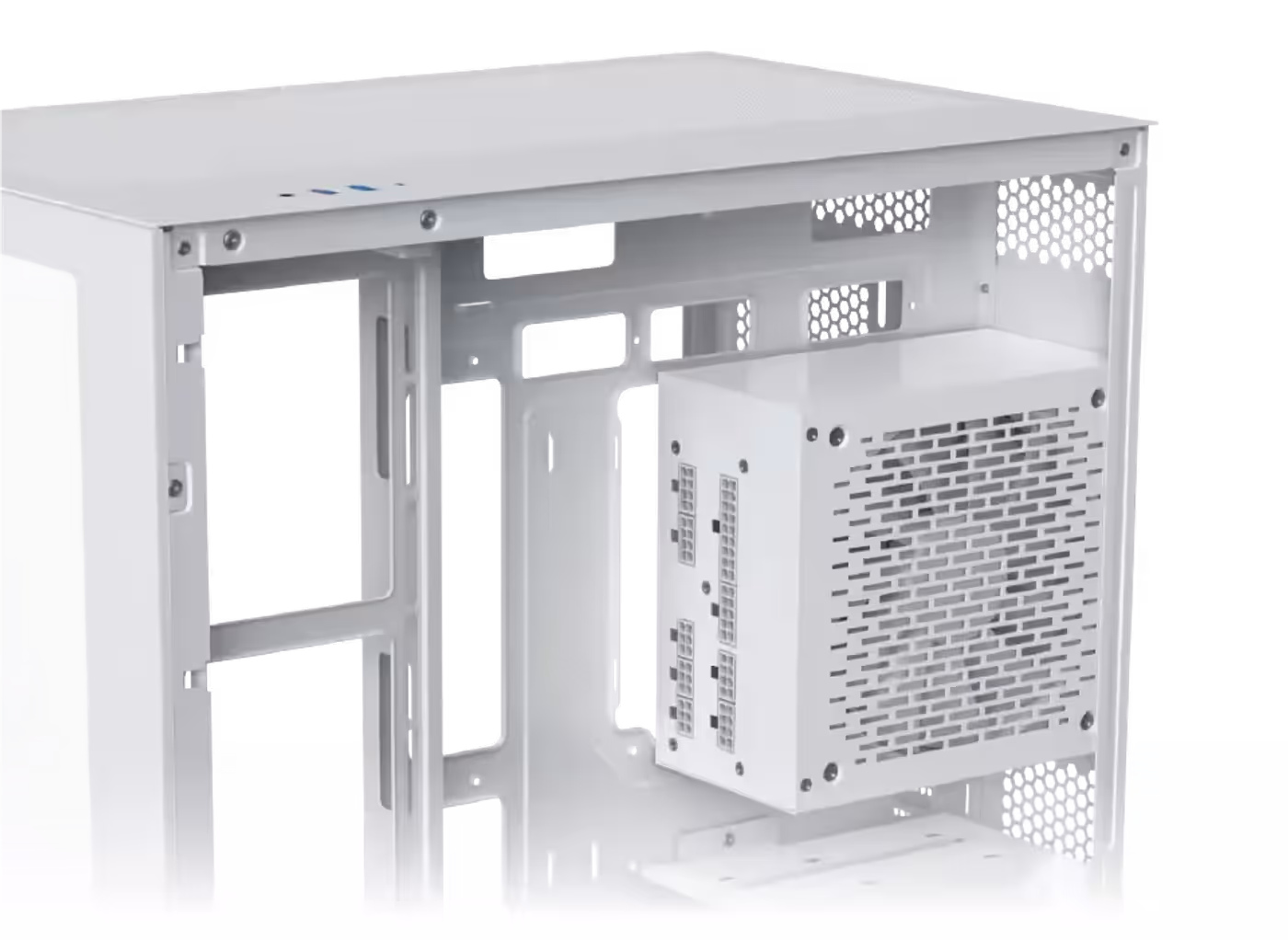 Power supply mounting bay inside the Cubi II Arctic case