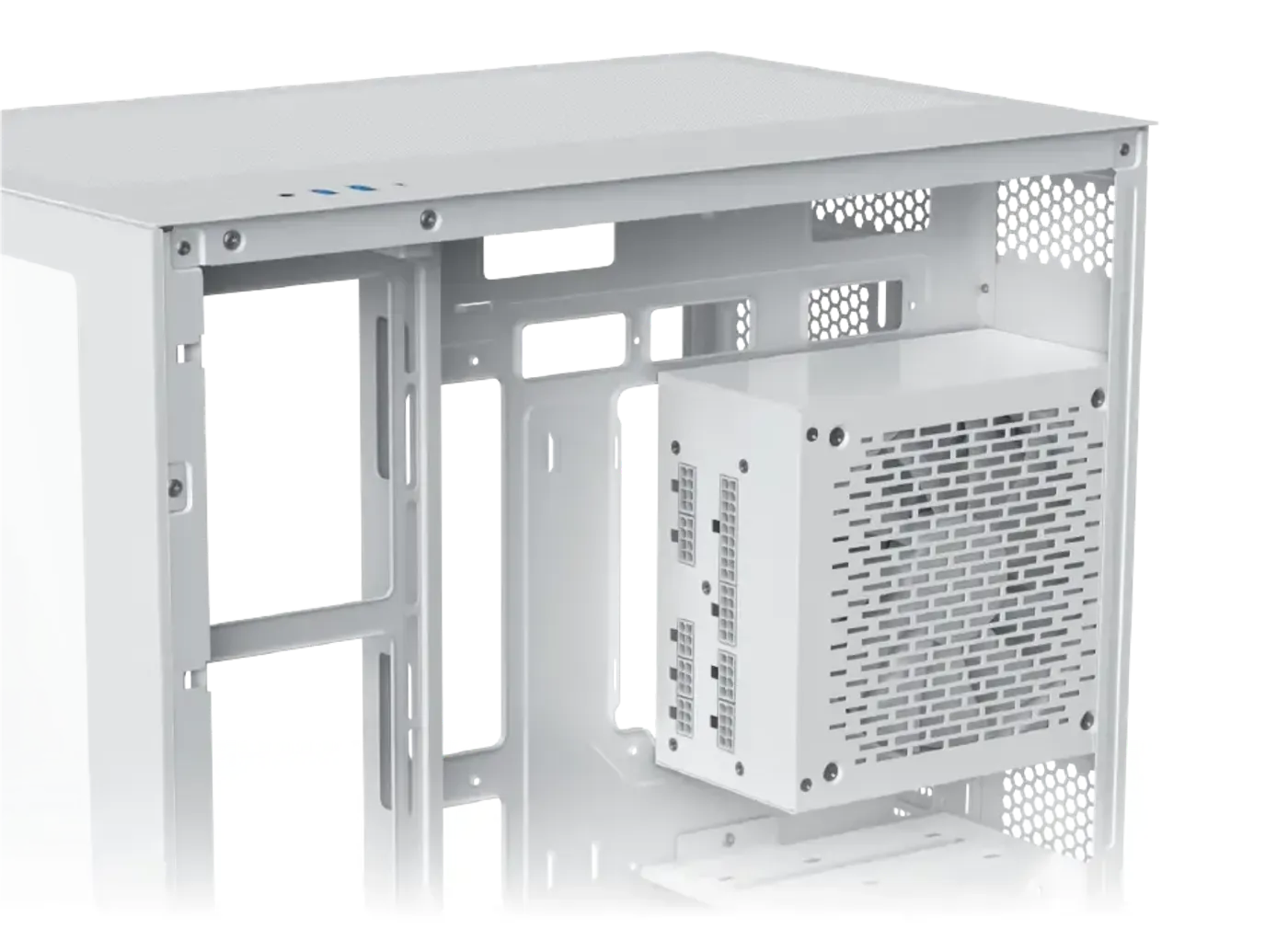 Power supply mounting bay inside the Cubi II Arctic case