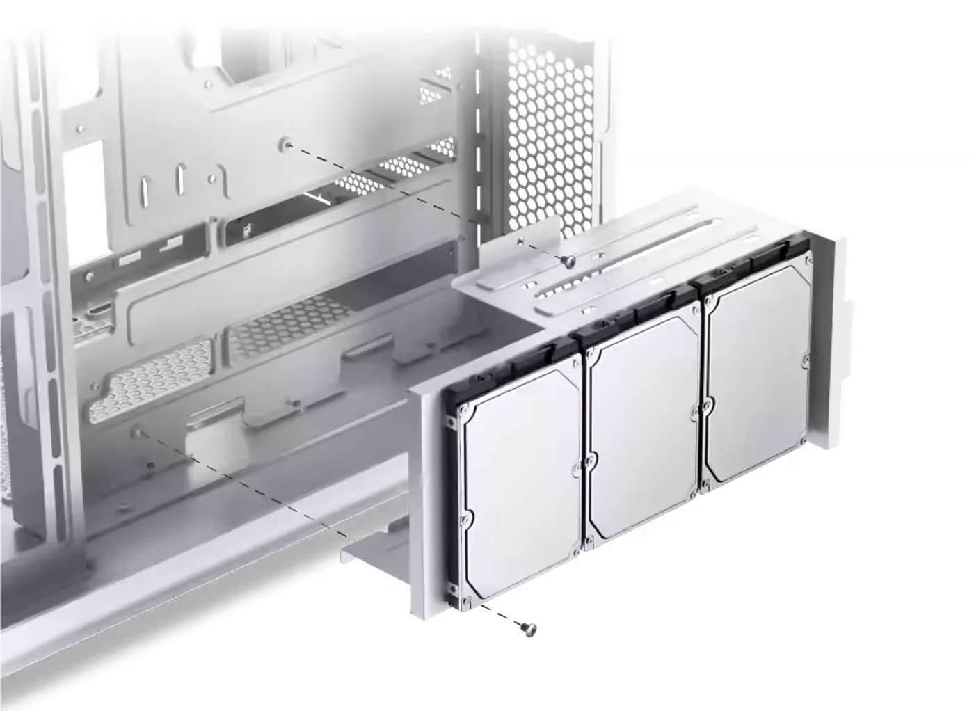 2.5-inch SSD mounting positions in the Cubi II Arctic case
