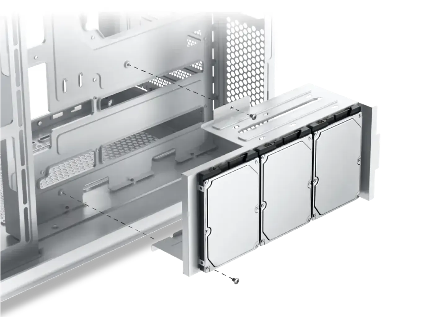 2.5-inch SSD mounting positions in the Cubi II Arctic case