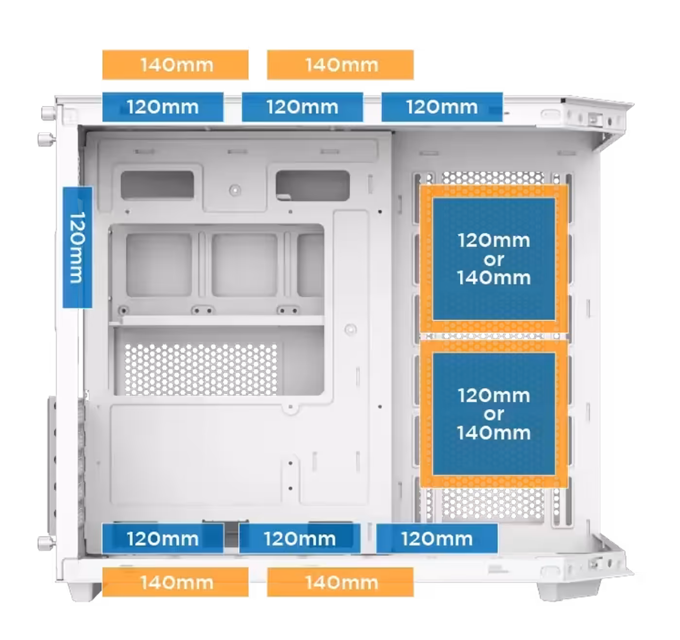 Fan cooling system layout in the Xigmatek Cubi M Arctic