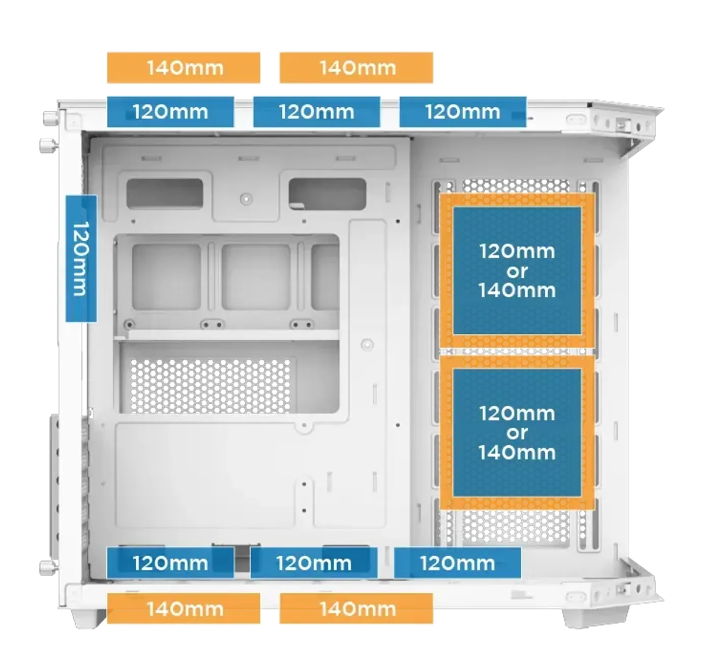 Fan cooling system layout in the Xigmatek Cubi M Arctic