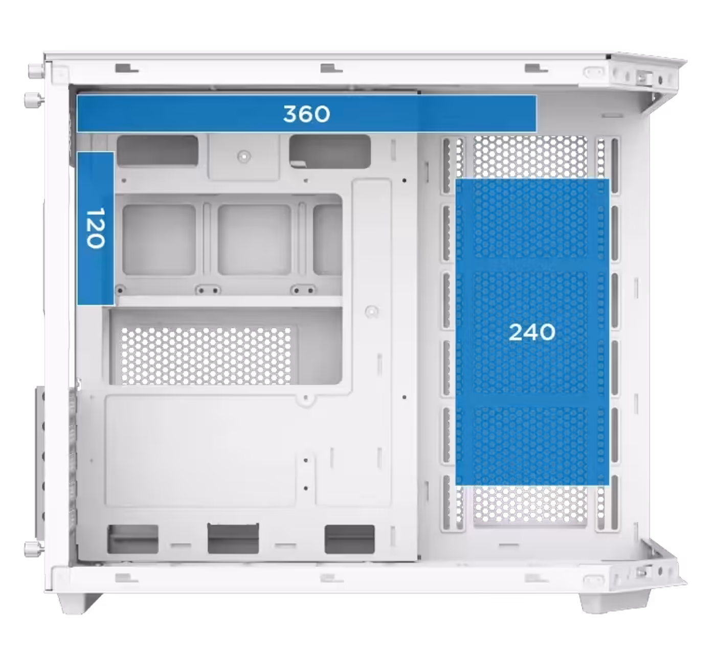 Liquid cooling radiator support in the Xigmatek Cubi M Arctic