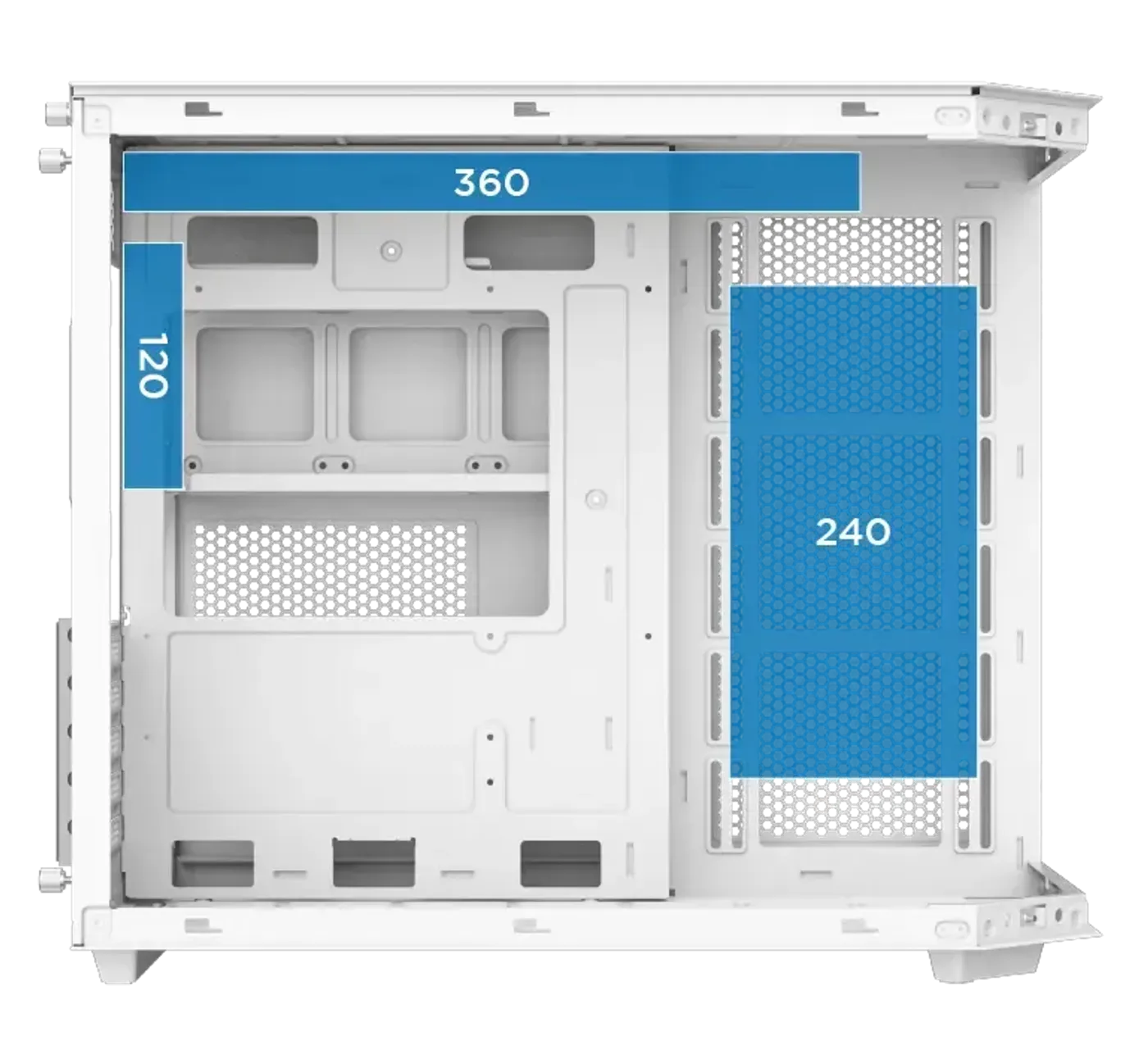 Liquid cooling radiator support in the Xigmatek Cubi M Arctic