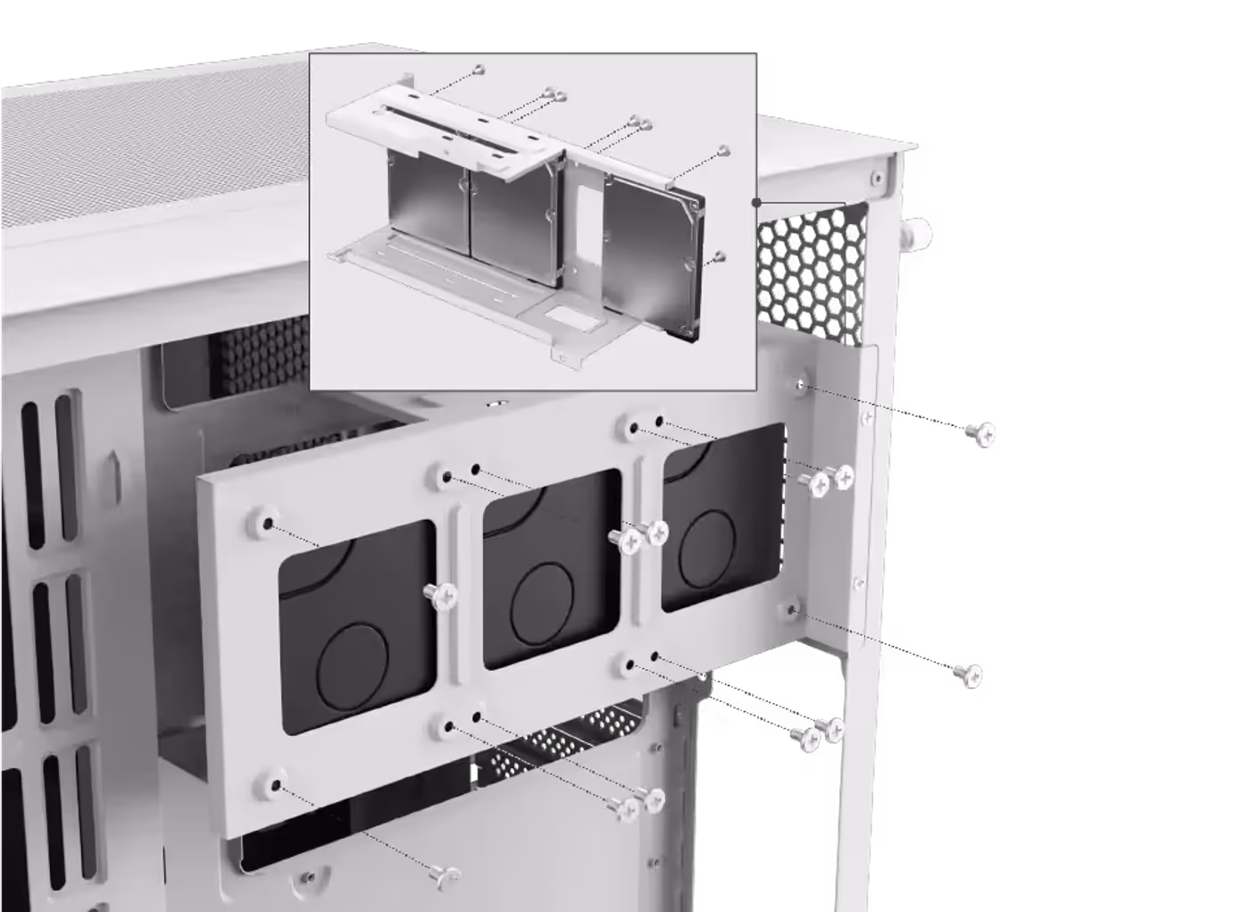 2.5-inch SSD mounting support in the Xigmatek Cubi M Arctic