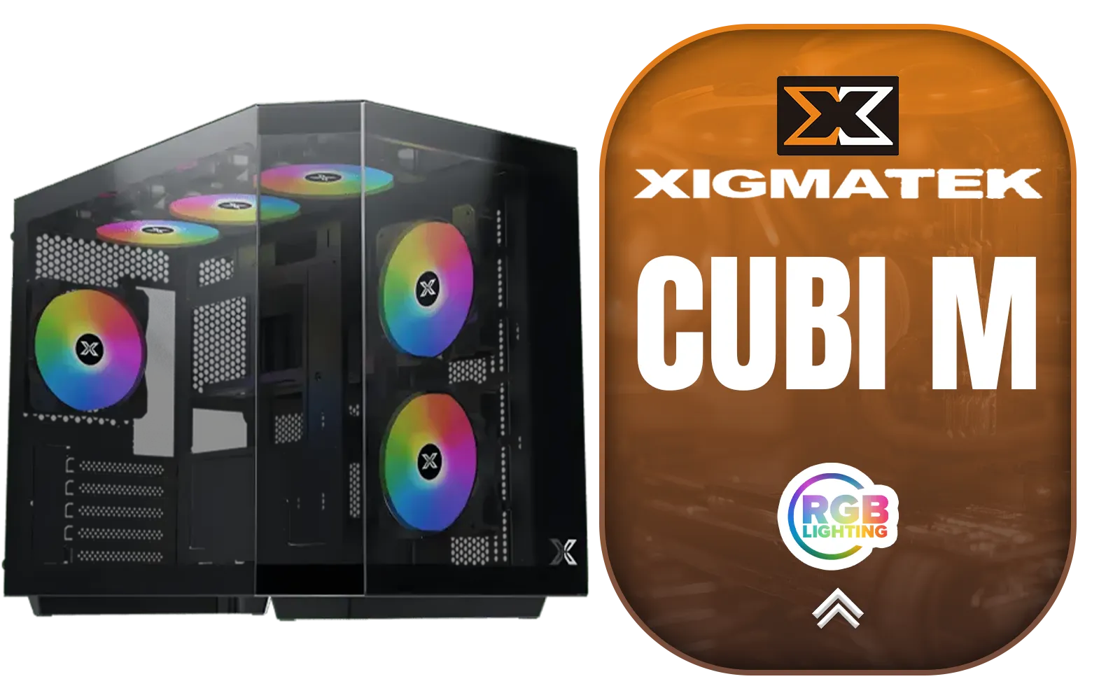 Xigmatek Cubi M  Mid Tower M-ATX Gaming Case - Black / Supports Motherboards up to M-ATX, Mini-ITX / 6 x Pre-Installed ARGB Fans Included / EN42799