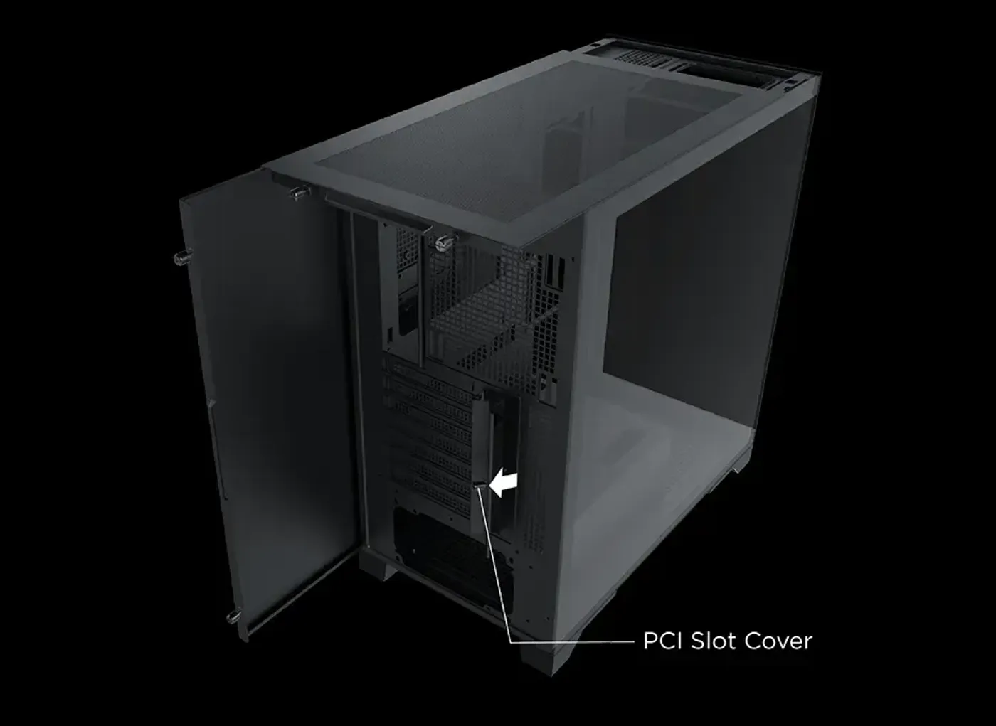 Interior of the Xigmatek Endorphin Ultra with the removable top panel lifted away