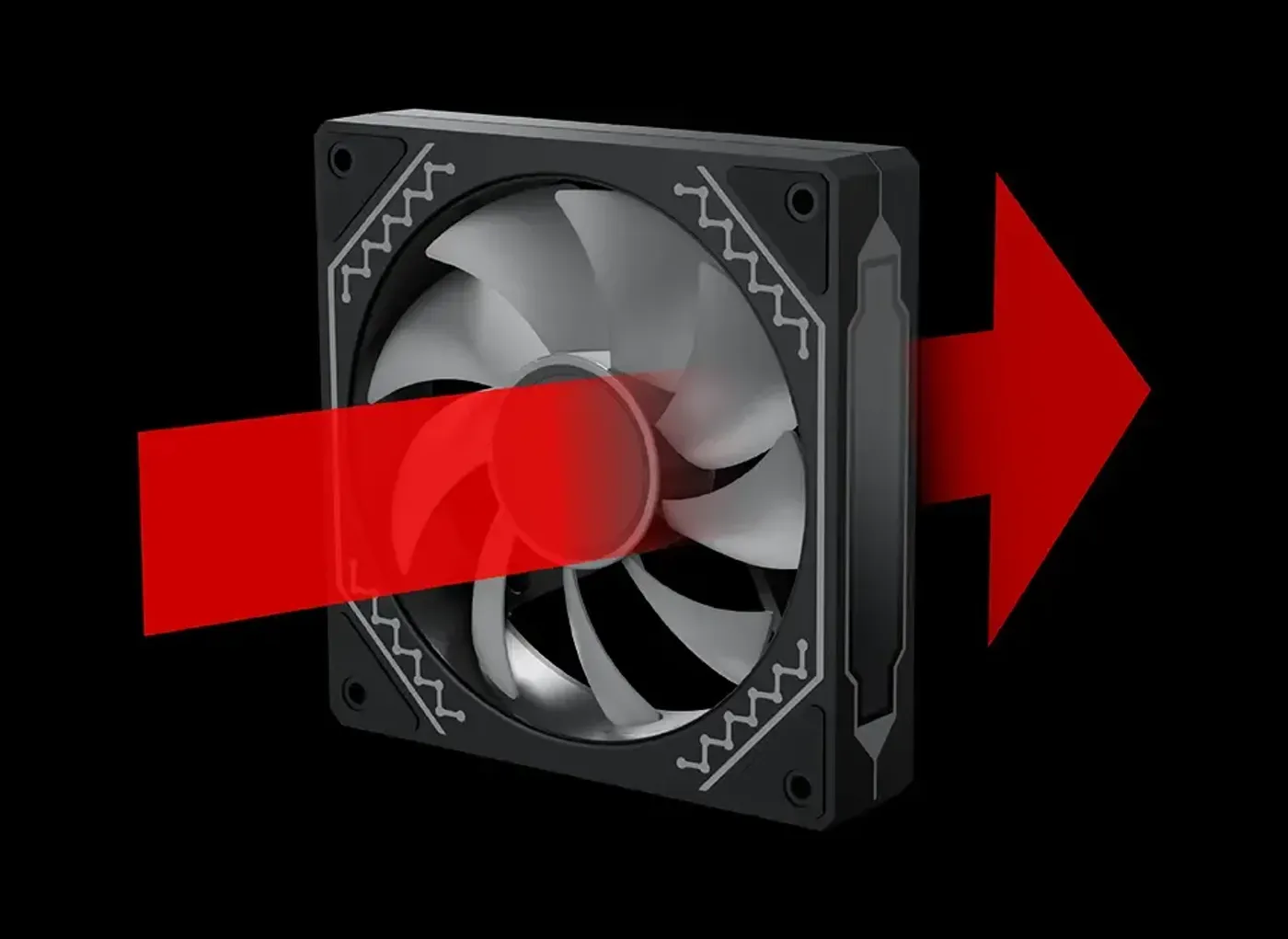 Traditional fan blade design used in the Endorphin Ultra rear fan position