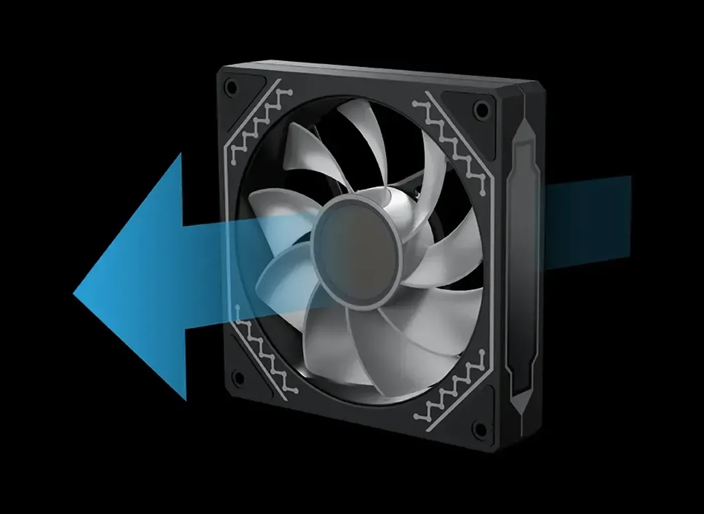 Reverse fan blade design fitted in the Endorphin Ultra rear fan position