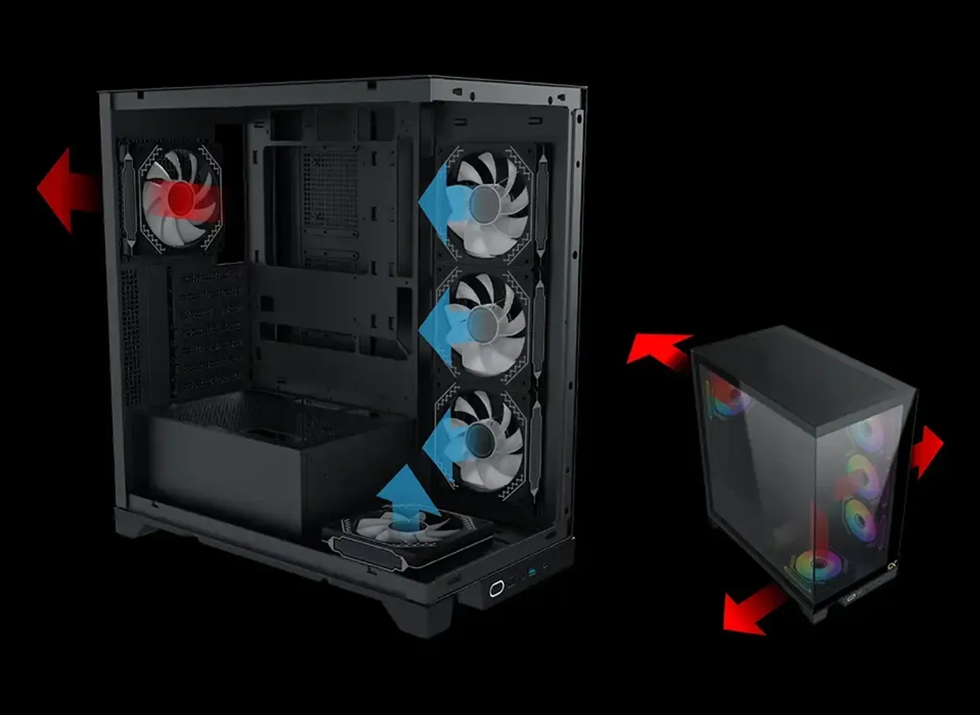 The Endorphin Ultra cooling system with its ARGB fans running