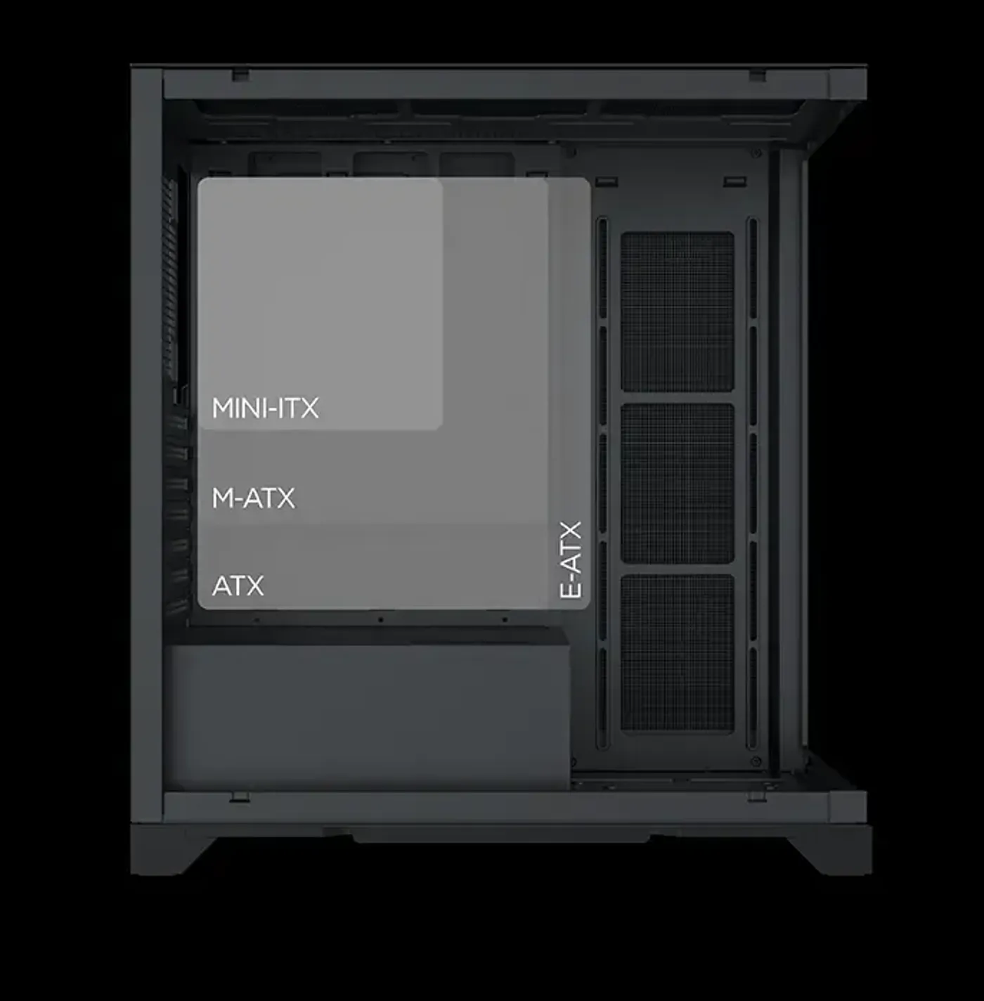 Motherboard panel mounting area inside the Xigmatek Endorphin Ultra