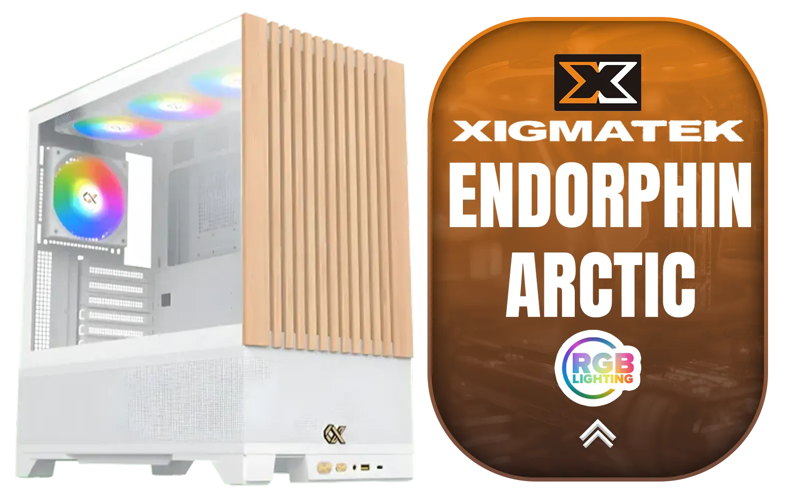 Xigmatek Endorphin WD Arctic Mid Tower Gaming Case - White / Supports Motherboards up to E-ATX / 4 x Pre-Installed ARGB Fans Included / EN42218