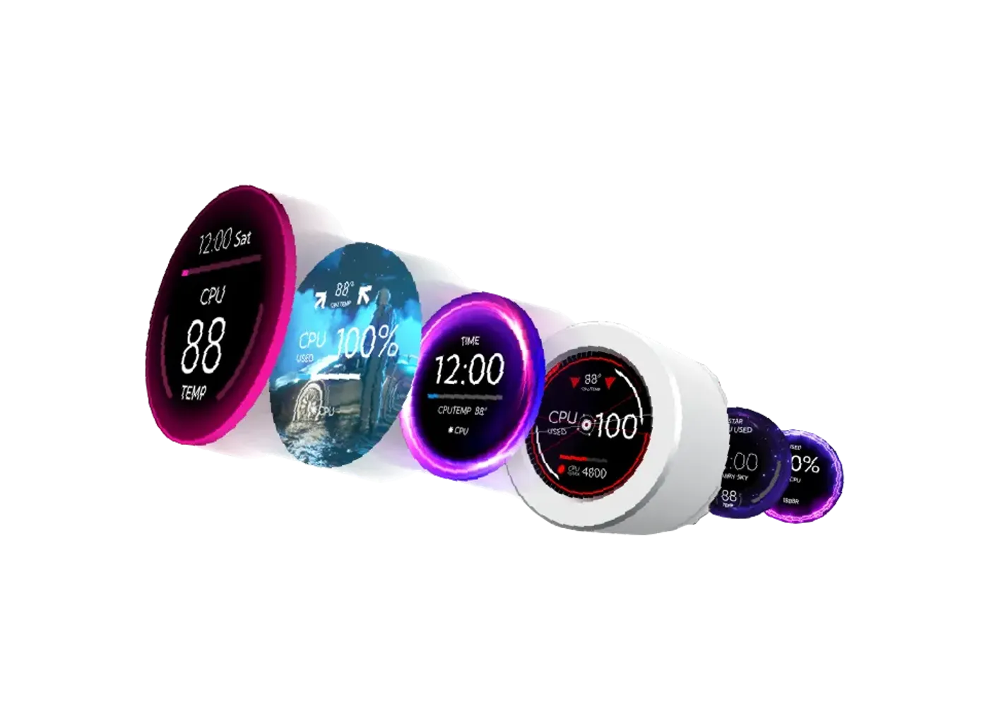 AIO liquid cooler demonstrating dynamic custom visual styles