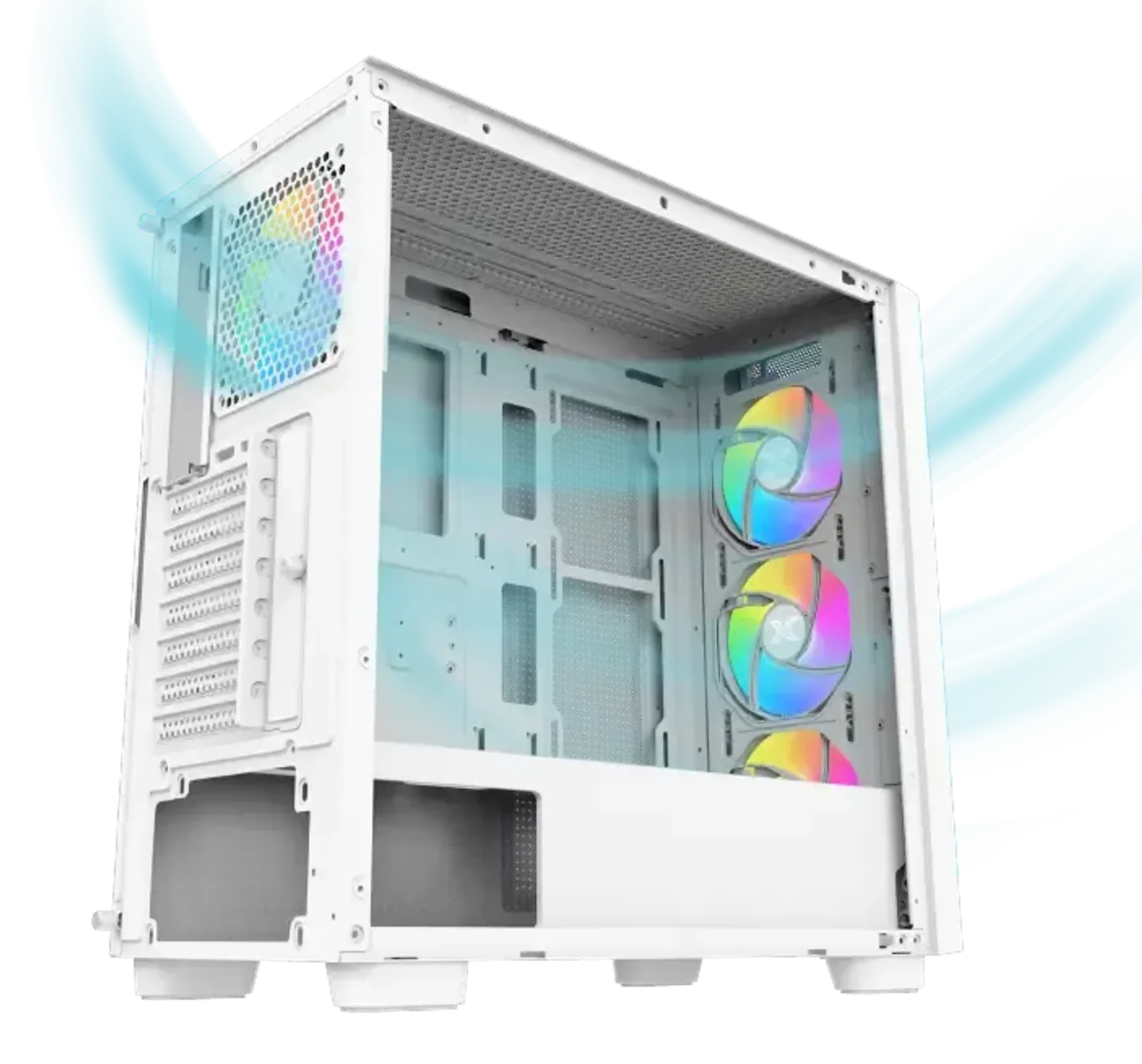High airflow cooling layout inside the Xigmatek Gaming Y Pro Arctic