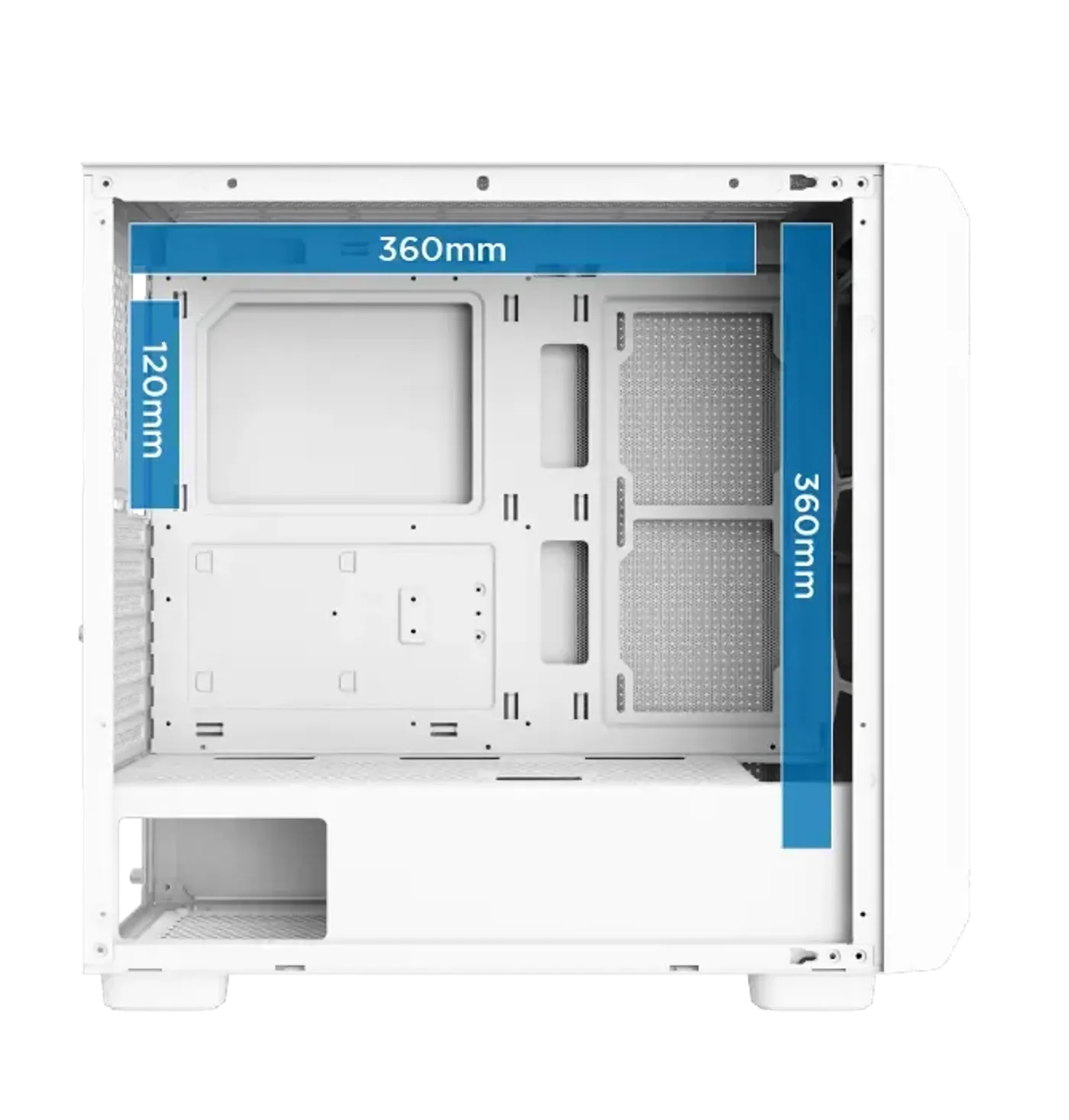 Liquid cooling radiator support in the Xigmatek Gaming Y Pro Arctic