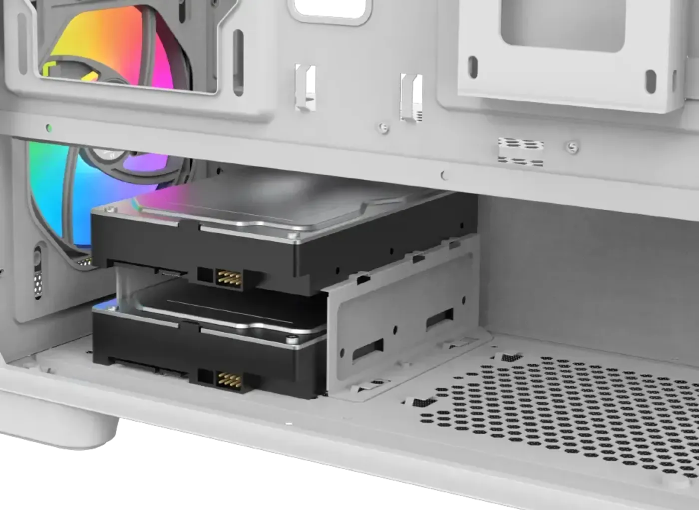 E-ATX motherboard support inside the white Gaming Y Pro Arctic