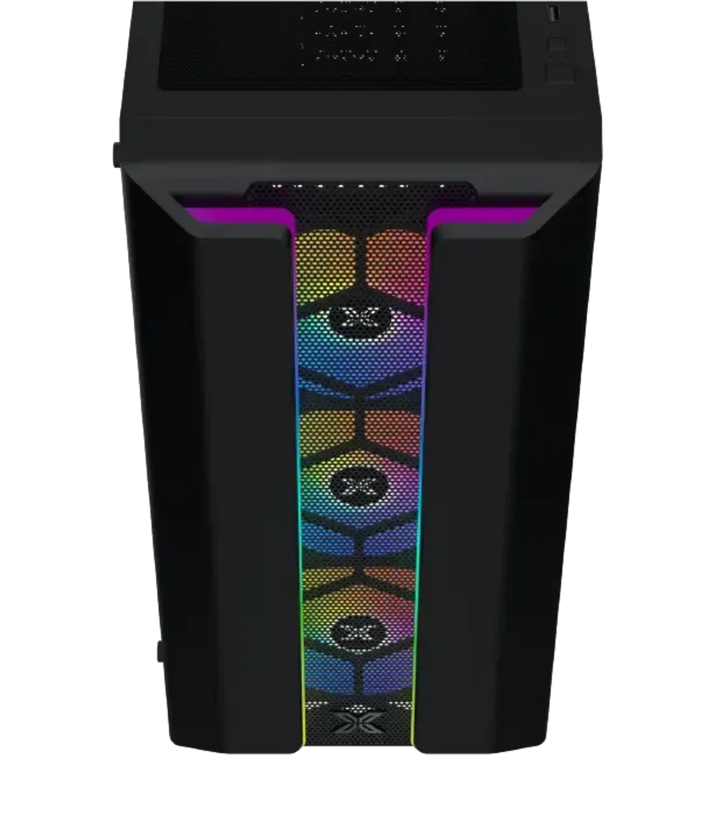 Mesh grill front panel on the black Xigmatek Gaming Y Pro case