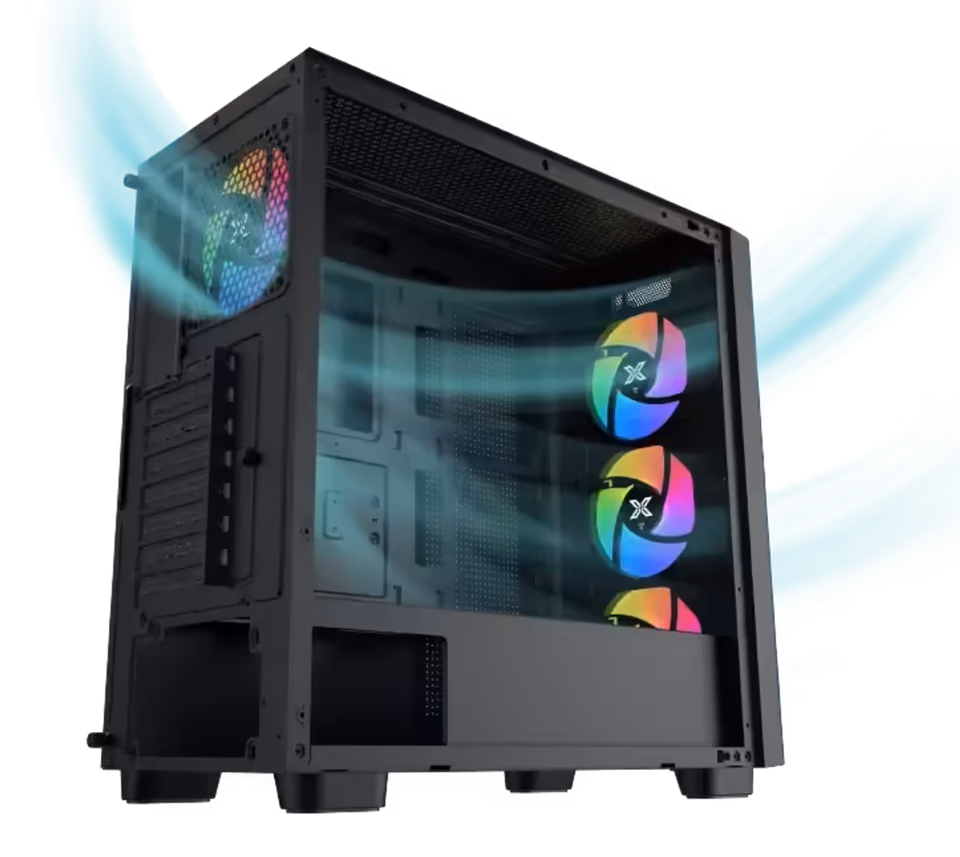 Airflow and ventilation paths illustrated through the Xigmatek Gaming Y Pro chassis