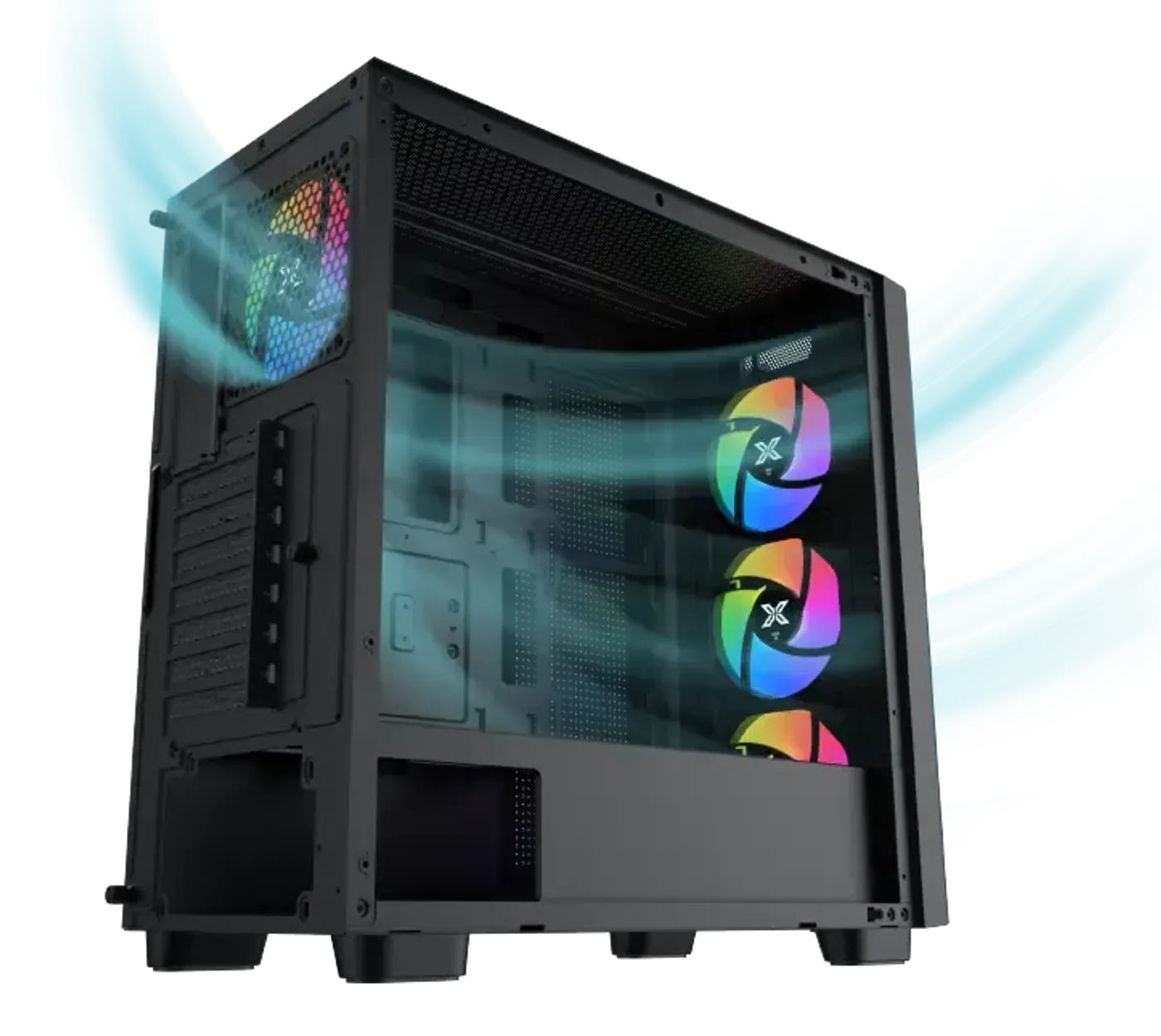 Airflow and ventilation paths illustrated through the Xigmatek Gaming Y Pro chassis