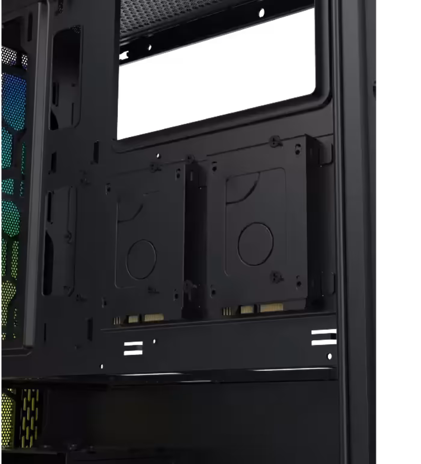 Dedicated 2.5-inch SSD mounting brackets inside the Xigmatek Gaming Y Pro