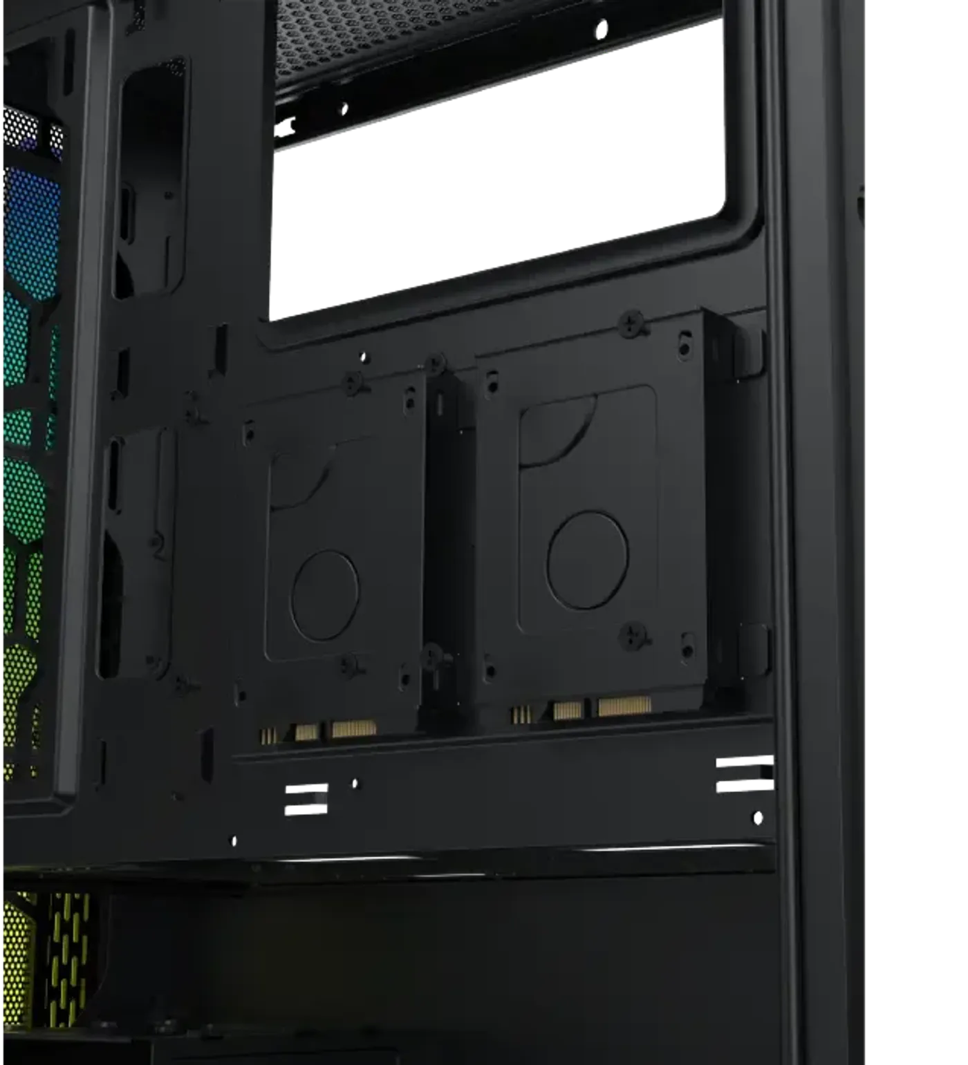 Dedicated 2.5-inch SSD mounting brackets inside the Xigmatek Gaming Y Pro