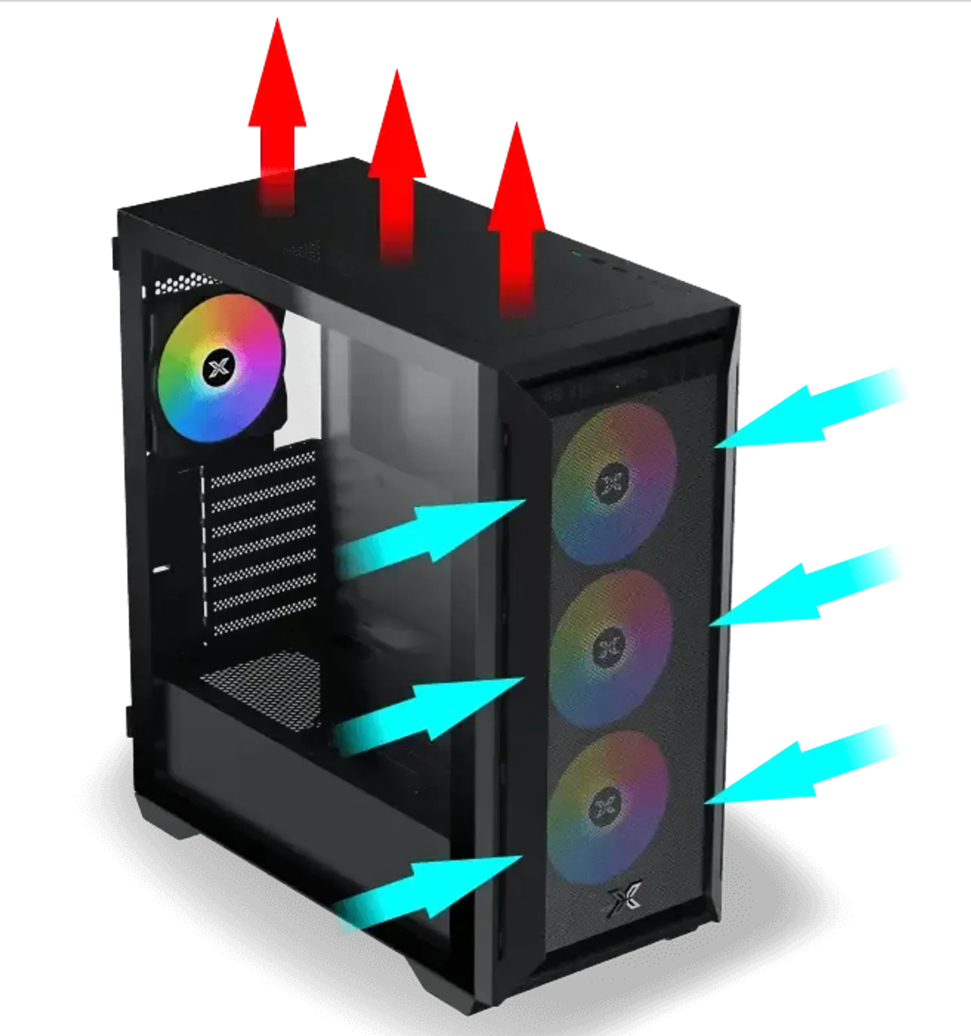 Airflow and ventilation openings on the Xigmatek Master X II Pro case