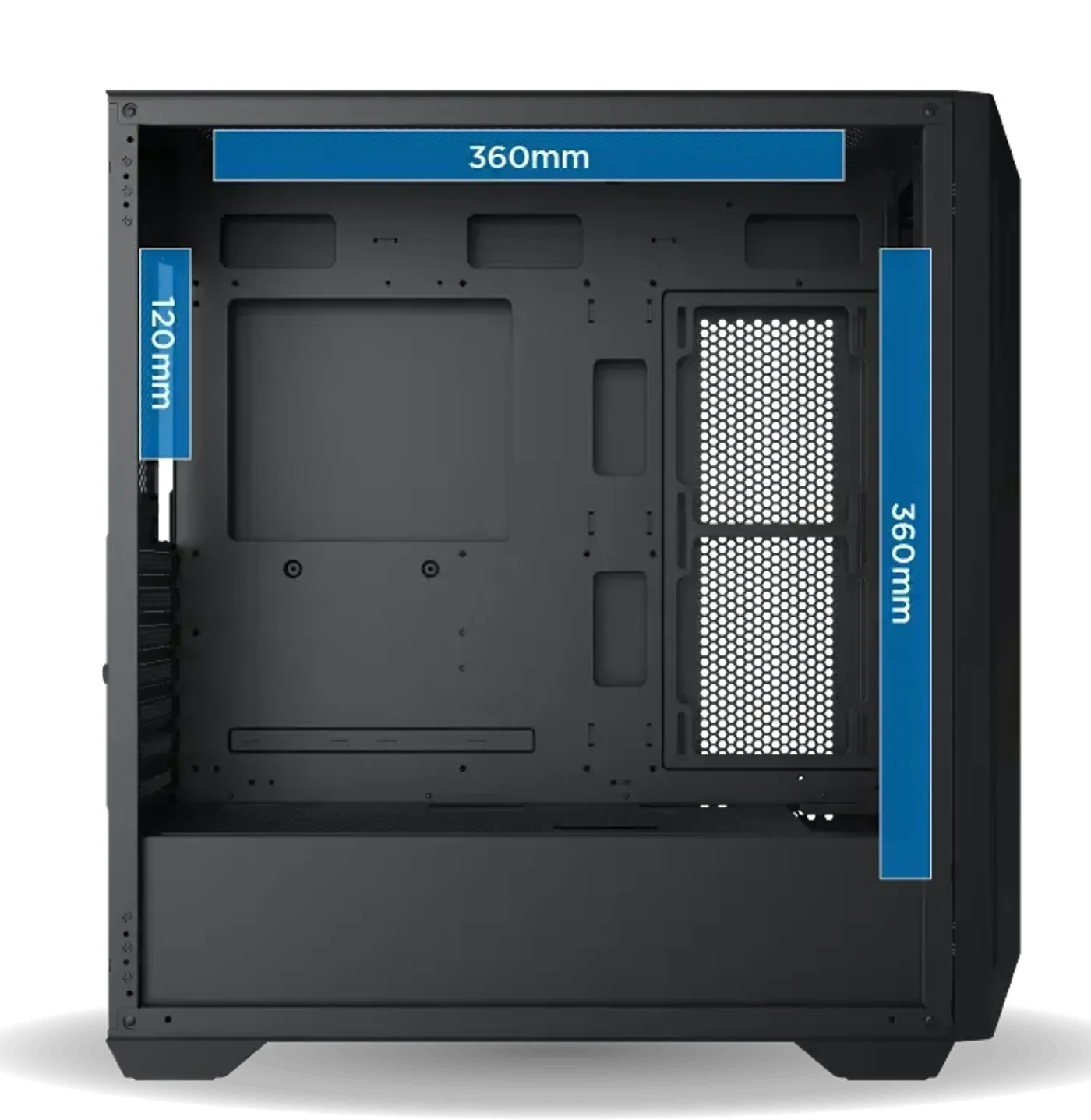 Radiator mounting locations inside the Master X II Pro case