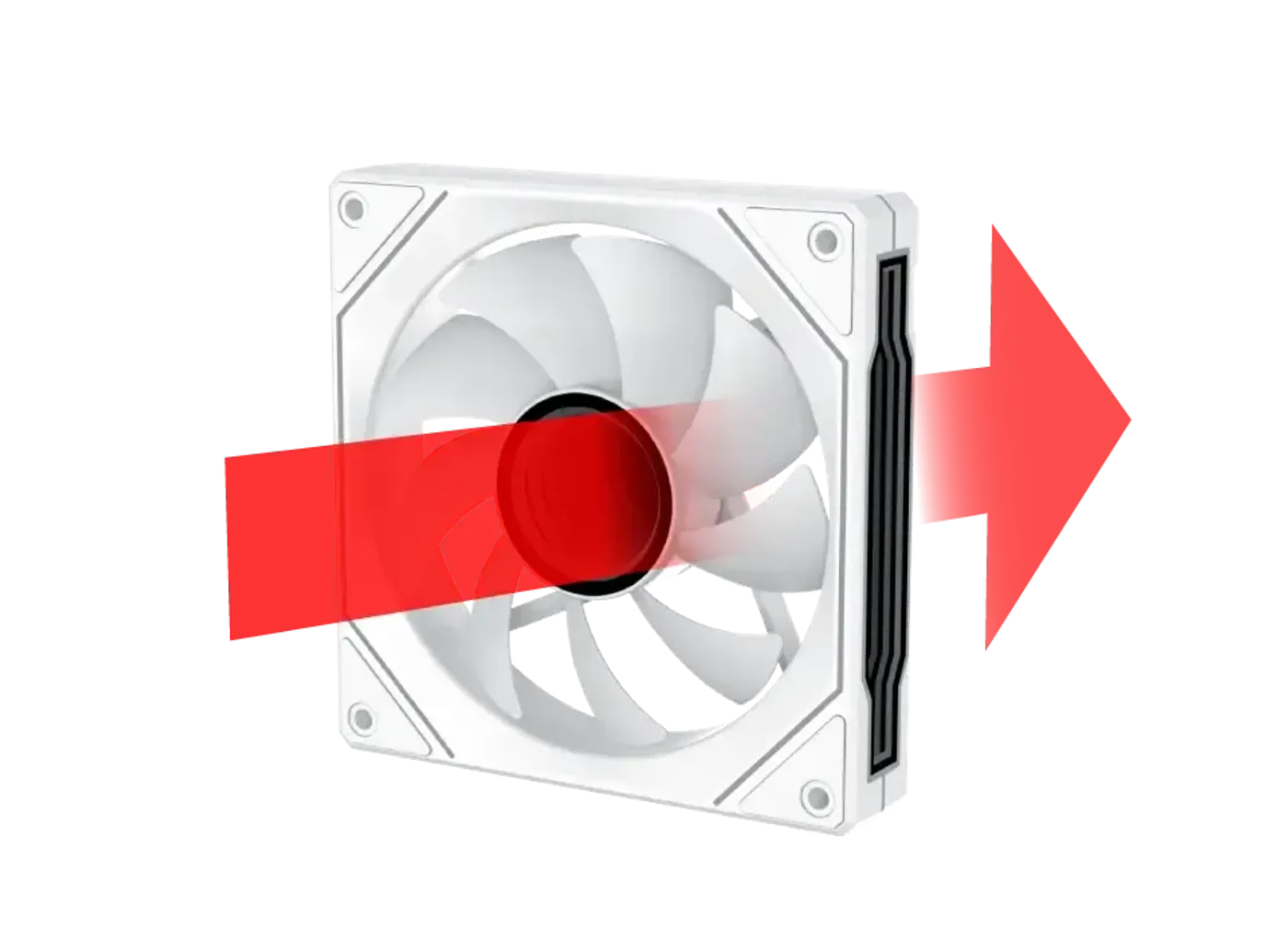 Traditional blade exhaust fan at the rear of the Meta Arctic case