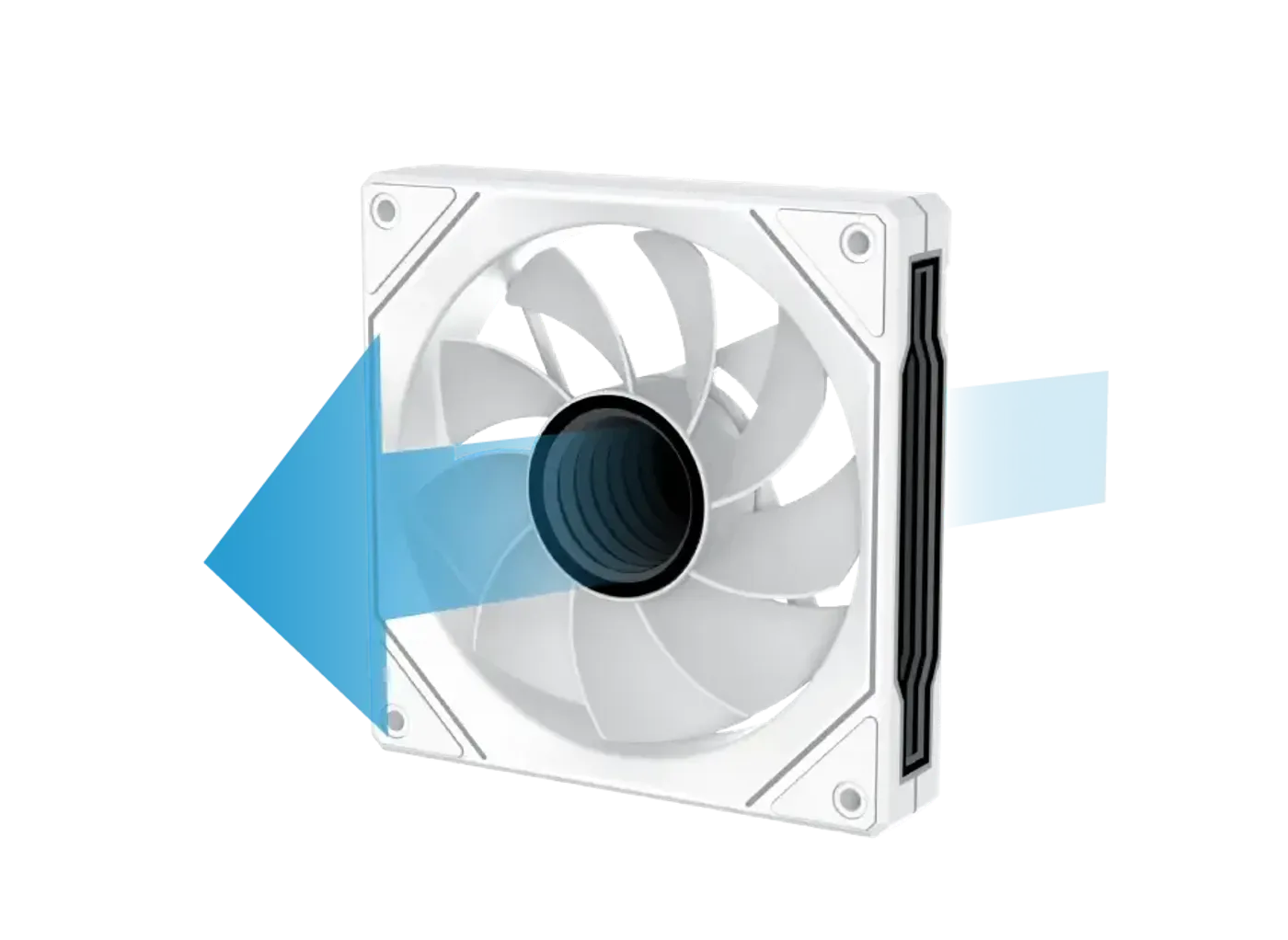 Reverse blade fan on the motherboard panel of the Meta Arctic case