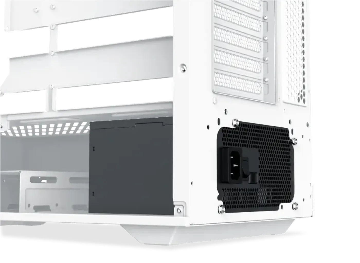 Power supply mounting bay inside the Meta Arctic chassis