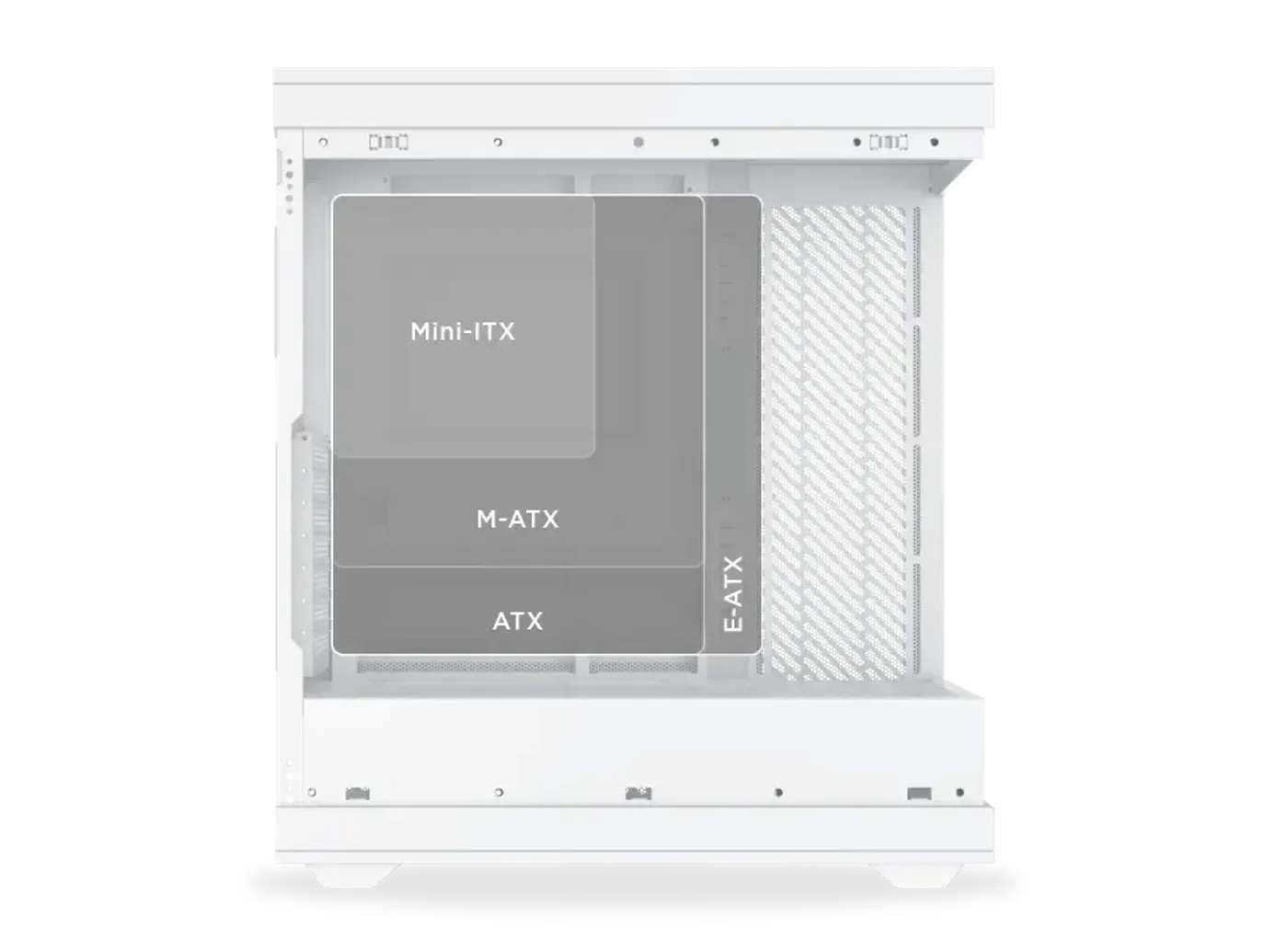 E-ATX motherboard tray inside the Xigmatek Meta Arctic case
