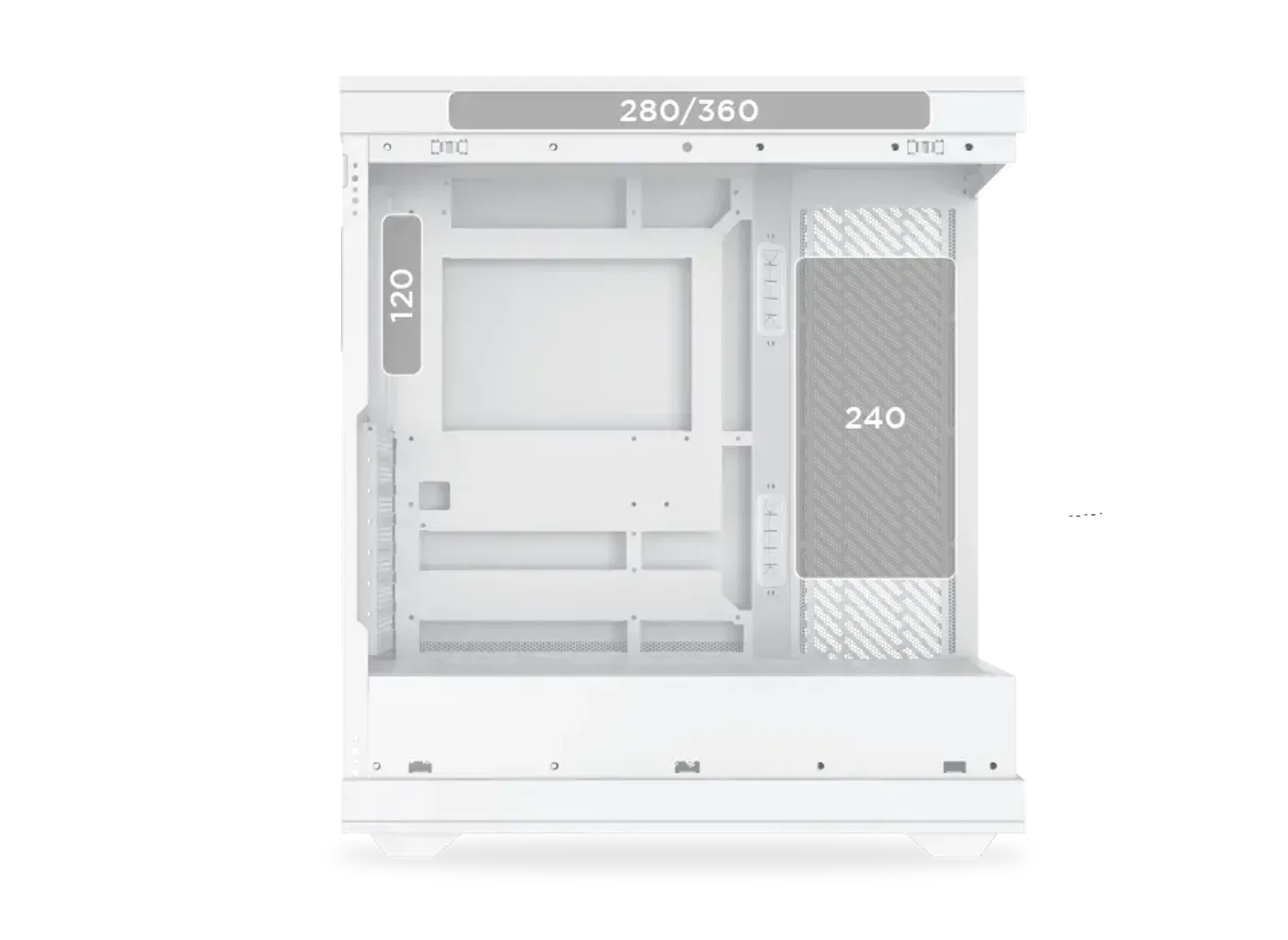 Radiator mounting positions inside the Meta Arctic chassis