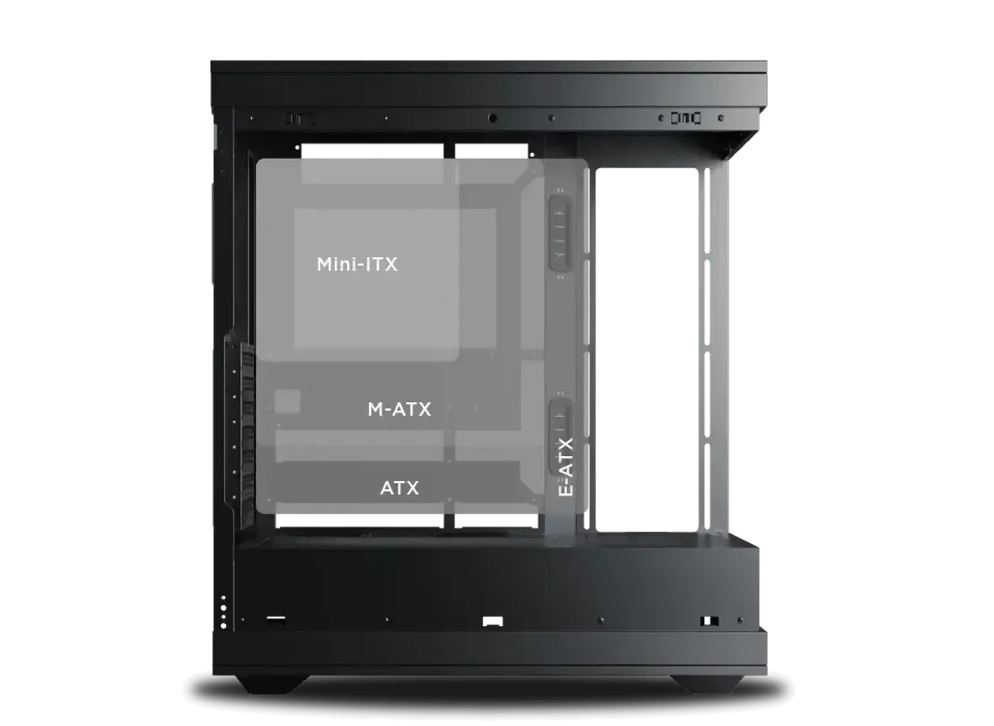 E-ATX motherboard tray inside the Xigmatek Meta mid tower case