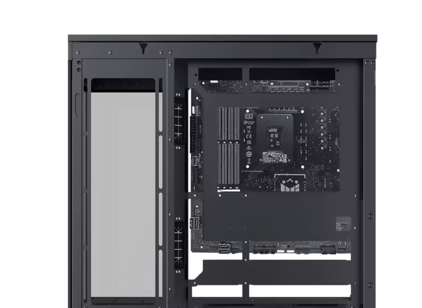 Back plug motherboard compatibility cut-outs in the Xigmatek Meta case