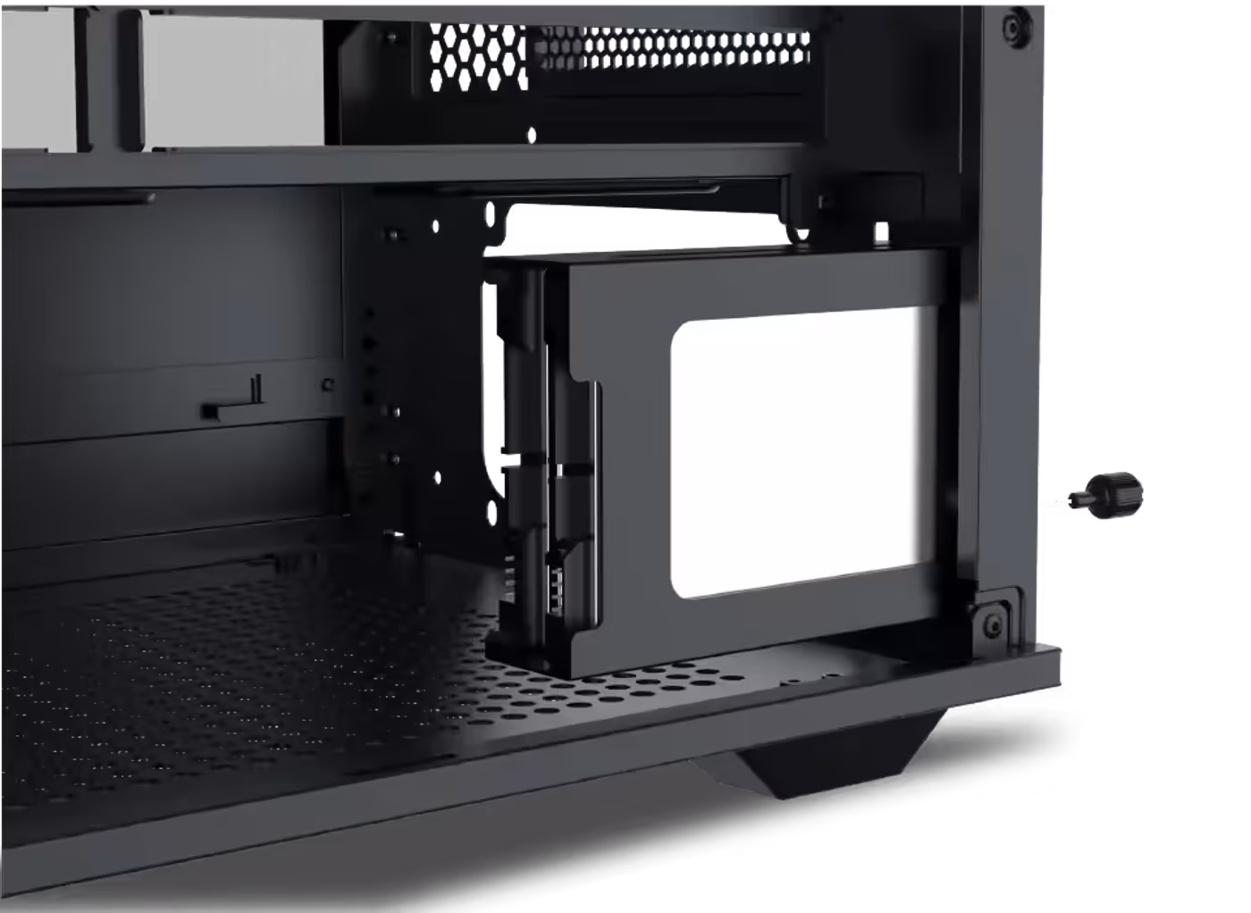 SSD cage for two 2.5-inch drives inside the Xigmatek Meta case
