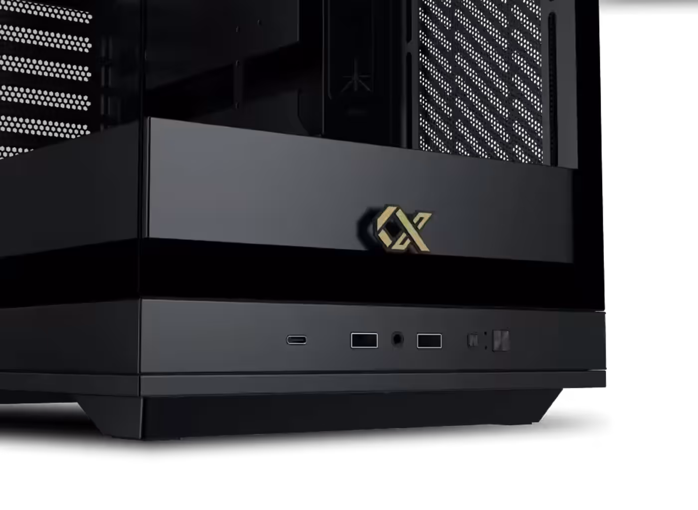 Front mounted I/O ports including USB-C on the Xigmatek Meta case