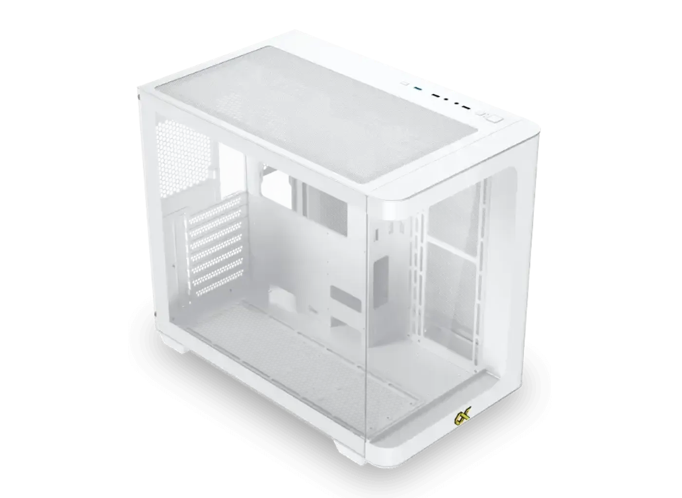 Curved tempered glass panel on the Xigmatek Pano Arctic case
