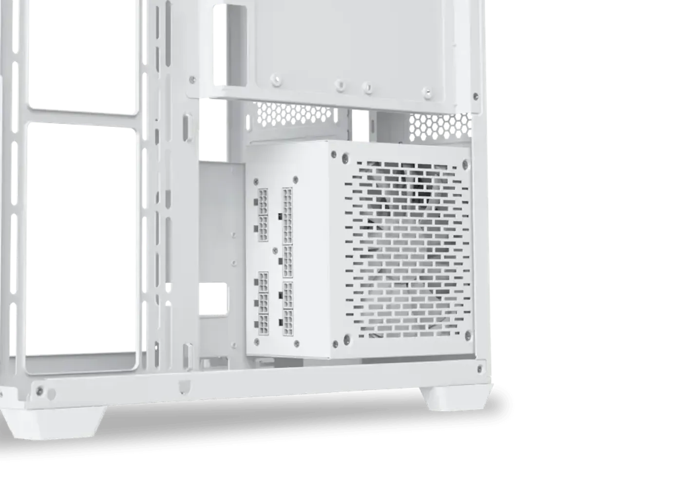 Power supply mounting bay inside the Xigmatek Pano Arctic case