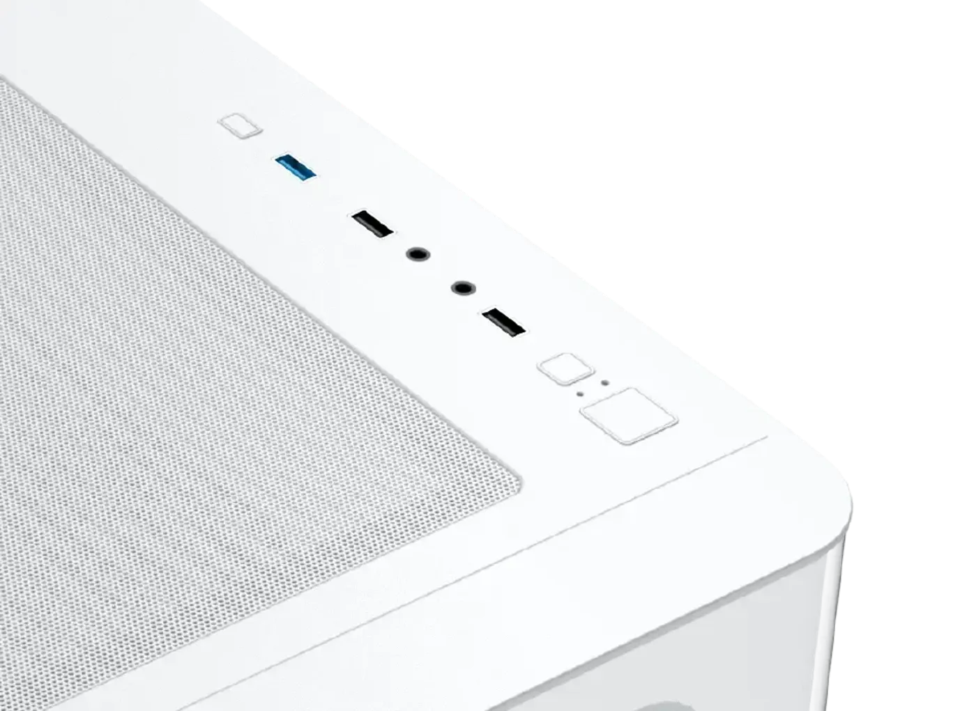 Top mounted I/O ports and buttons on the Xigmatek Pano Arctic case