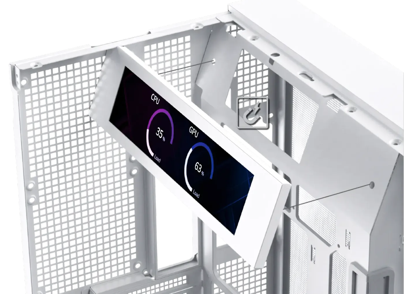 Close-up of the magnetic mounting feature for the secondary display