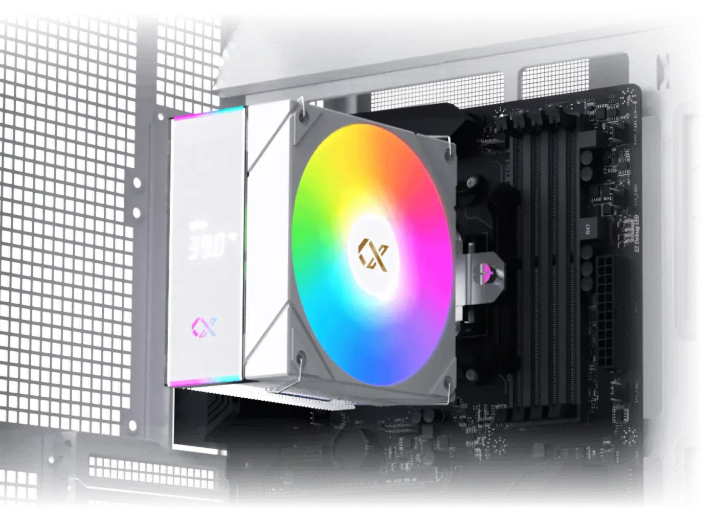 Illustration showing the 165mm maximum height clearance for the CPU air cooler