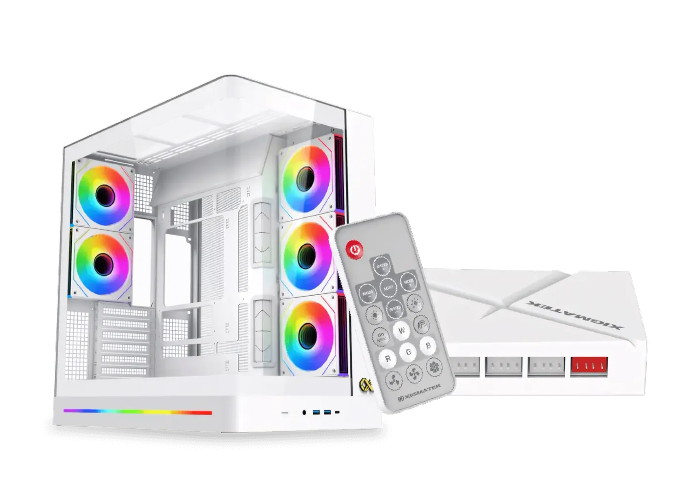 Image showing the ARGB and PWM control box with remote for fan and lighting management