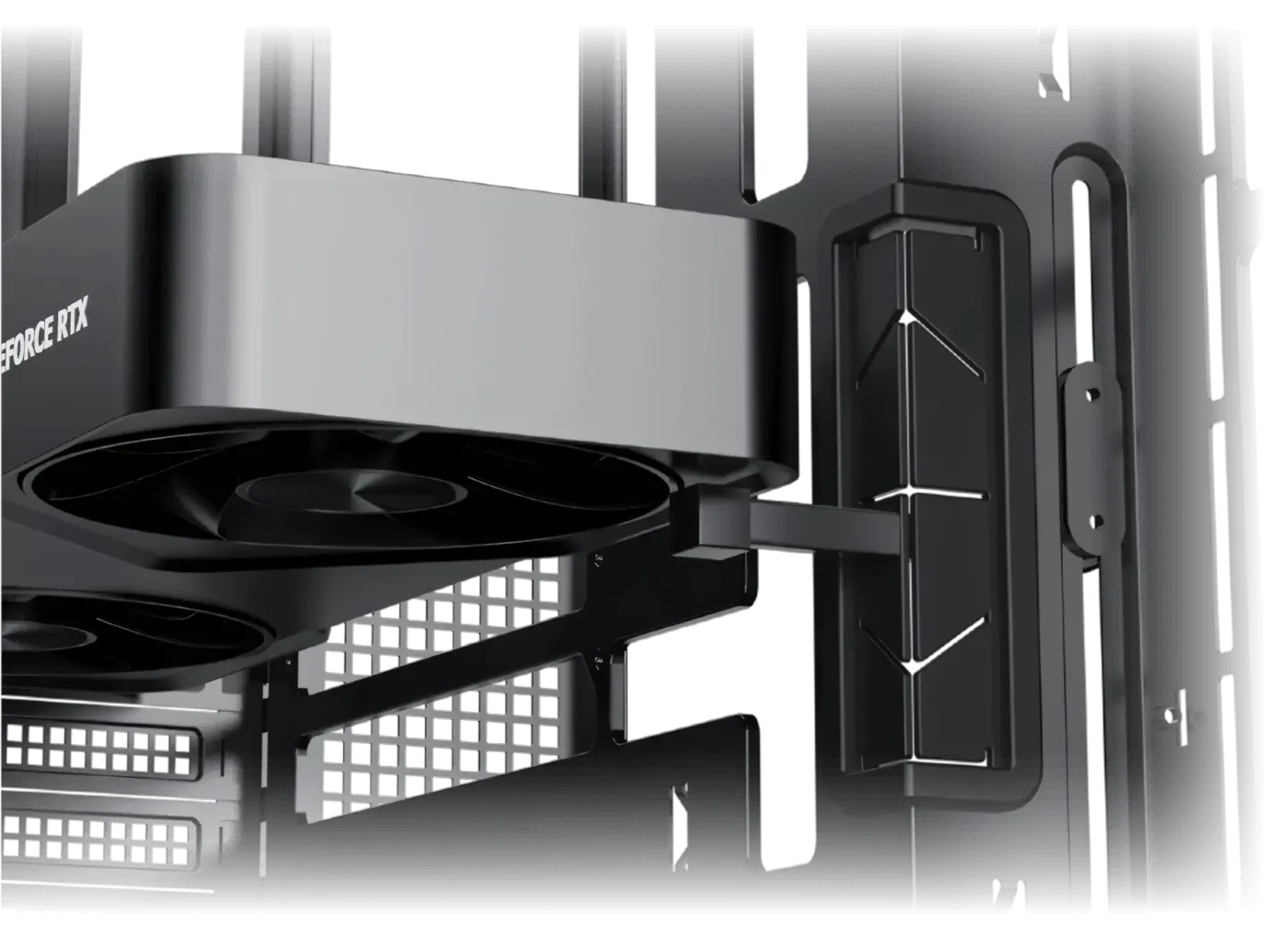 Adjustable bracket providing support beneath a large graphics card